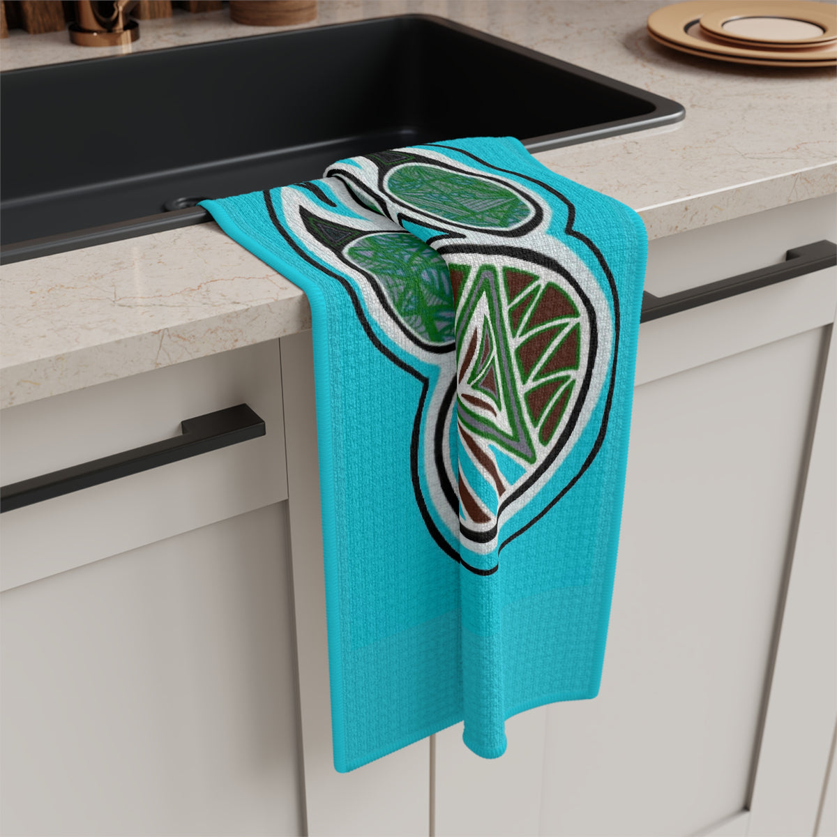 Turquoise Bear Paw Microfiber Tea Towel