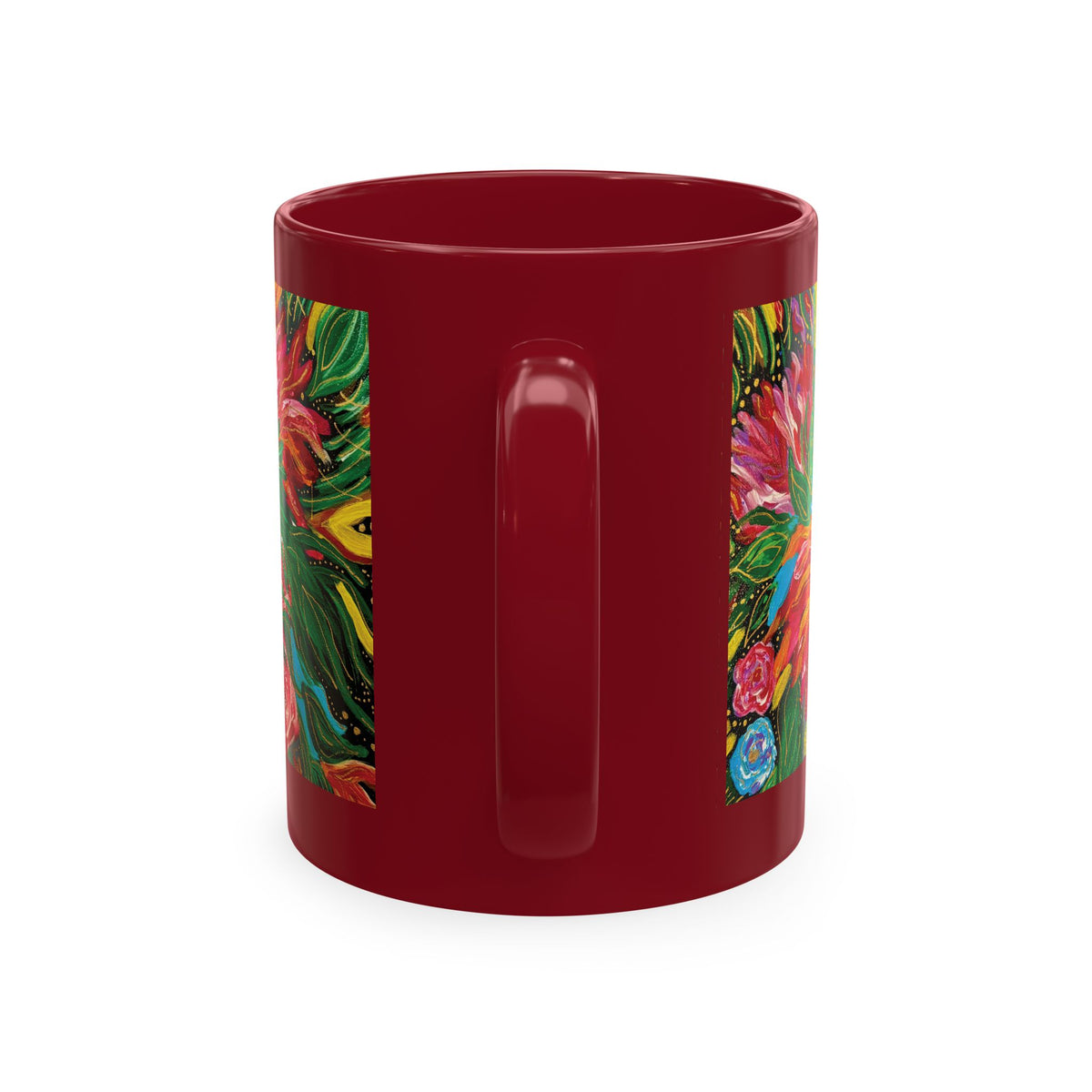 Vibrant Tropical Floral Traditional Ceramic Mug