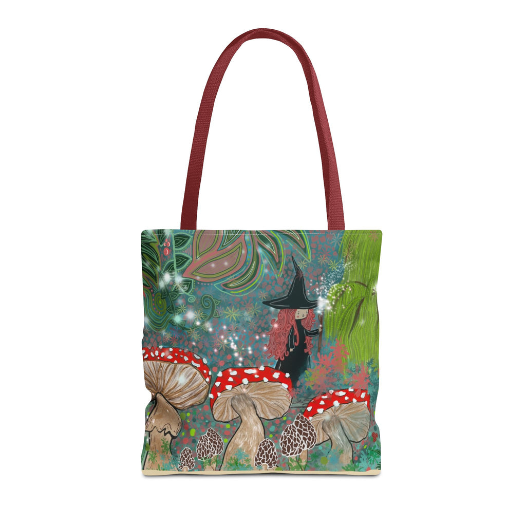 Whimsical Witch & Mushrooms Tote Bag