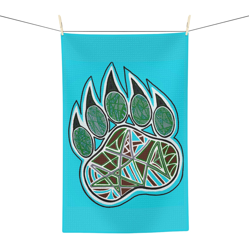 Turquoise Bear Paw Microfiber Tea Towel