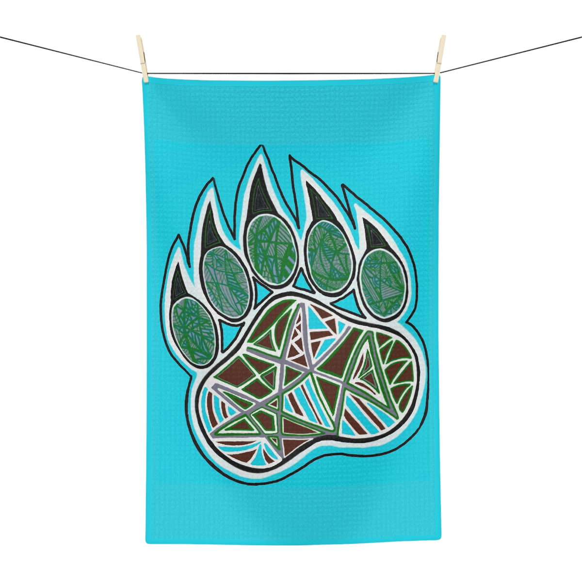 Turquoise Bear Paw Microfiber Tea Towel