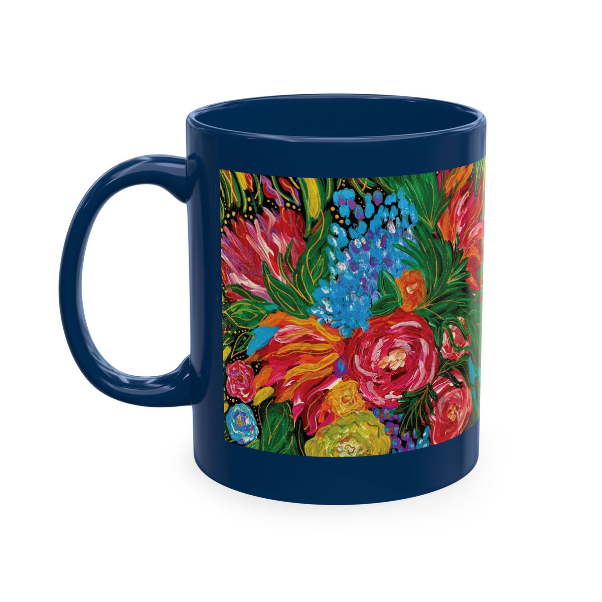 Vibrant Tropical Floral Traditional Ceramic Mug