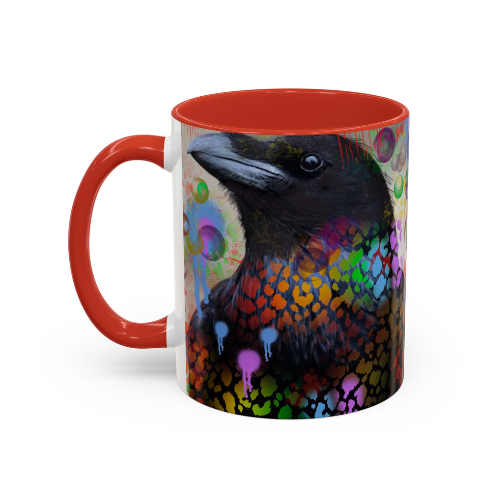 Crow Art Coffee Mug — Colorful Raven Accent Mug (11/15oz)