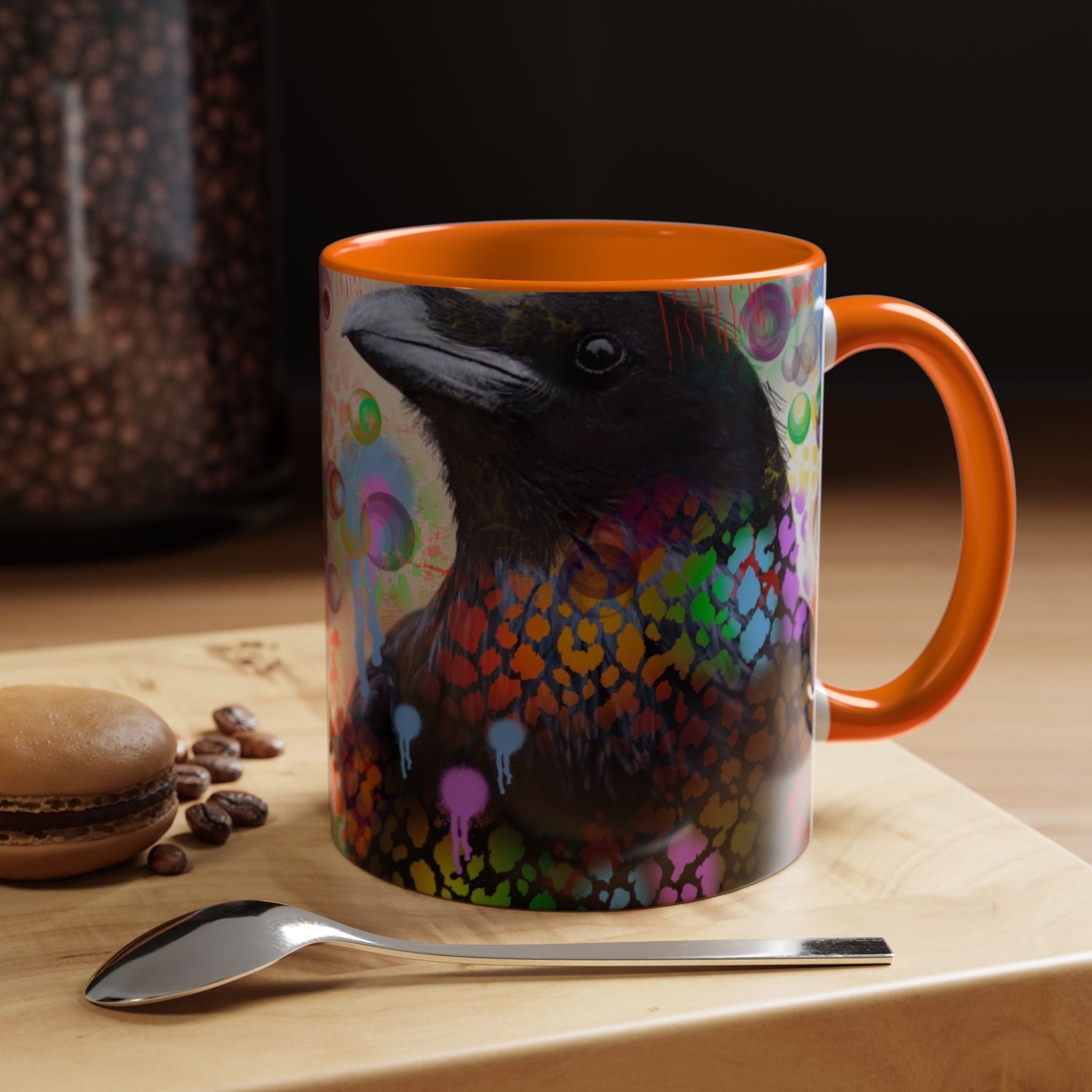 Crow Art Coffee Mug — Colorful Raven Accent Mug (11/15oz)