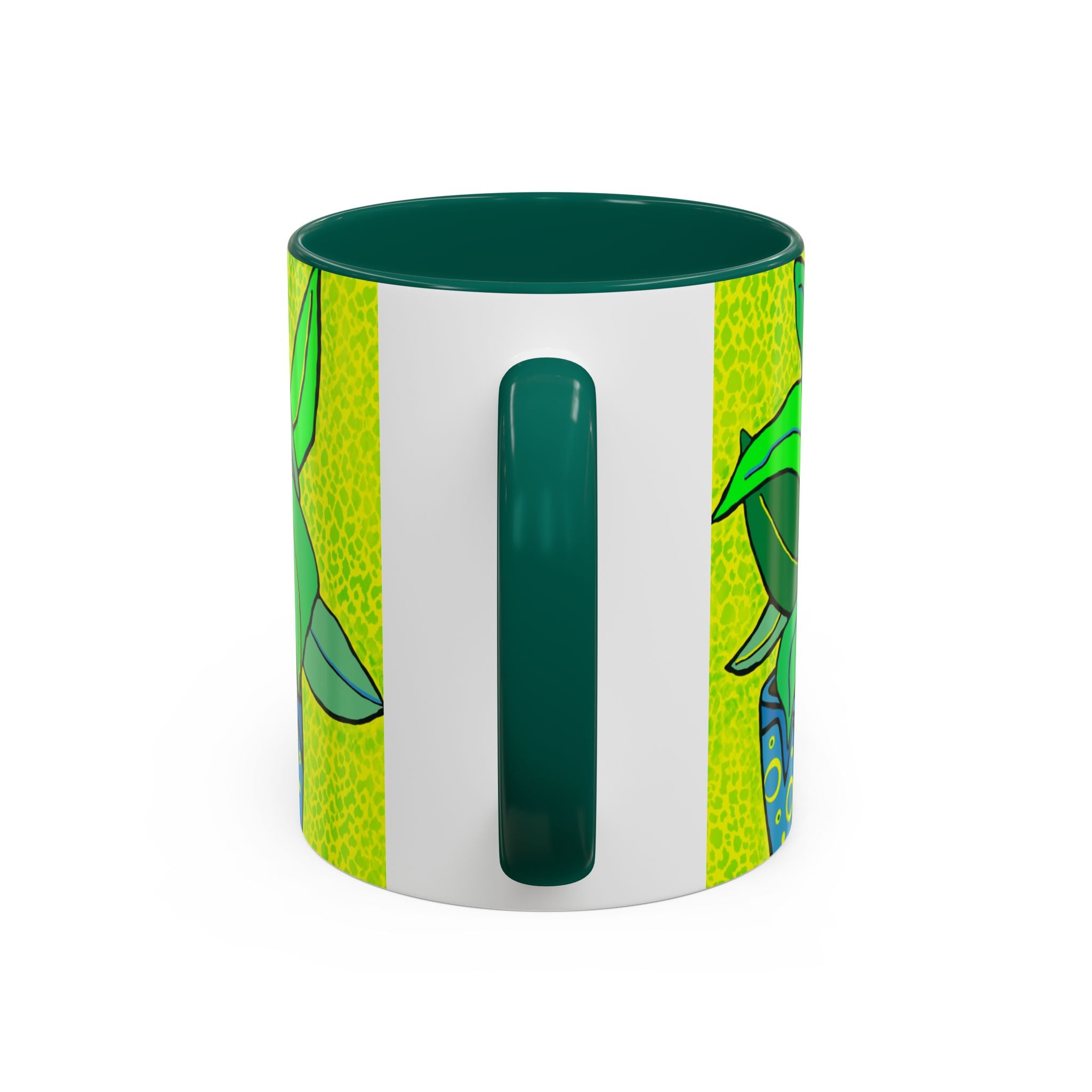 Green Potted Plant Ceramic Mug — Colorful Botanical Coffee Cup (11oz/15oz)