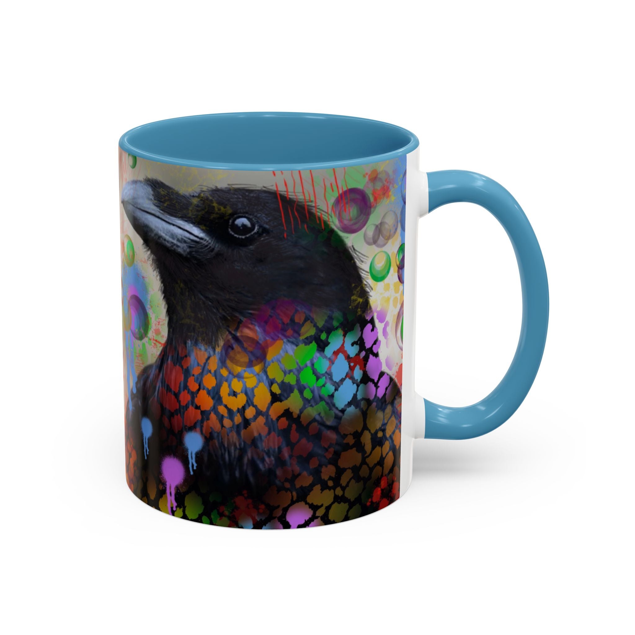 Crow Art Coffee Mug — Colorful Raven Accent Mug (11/15oz)