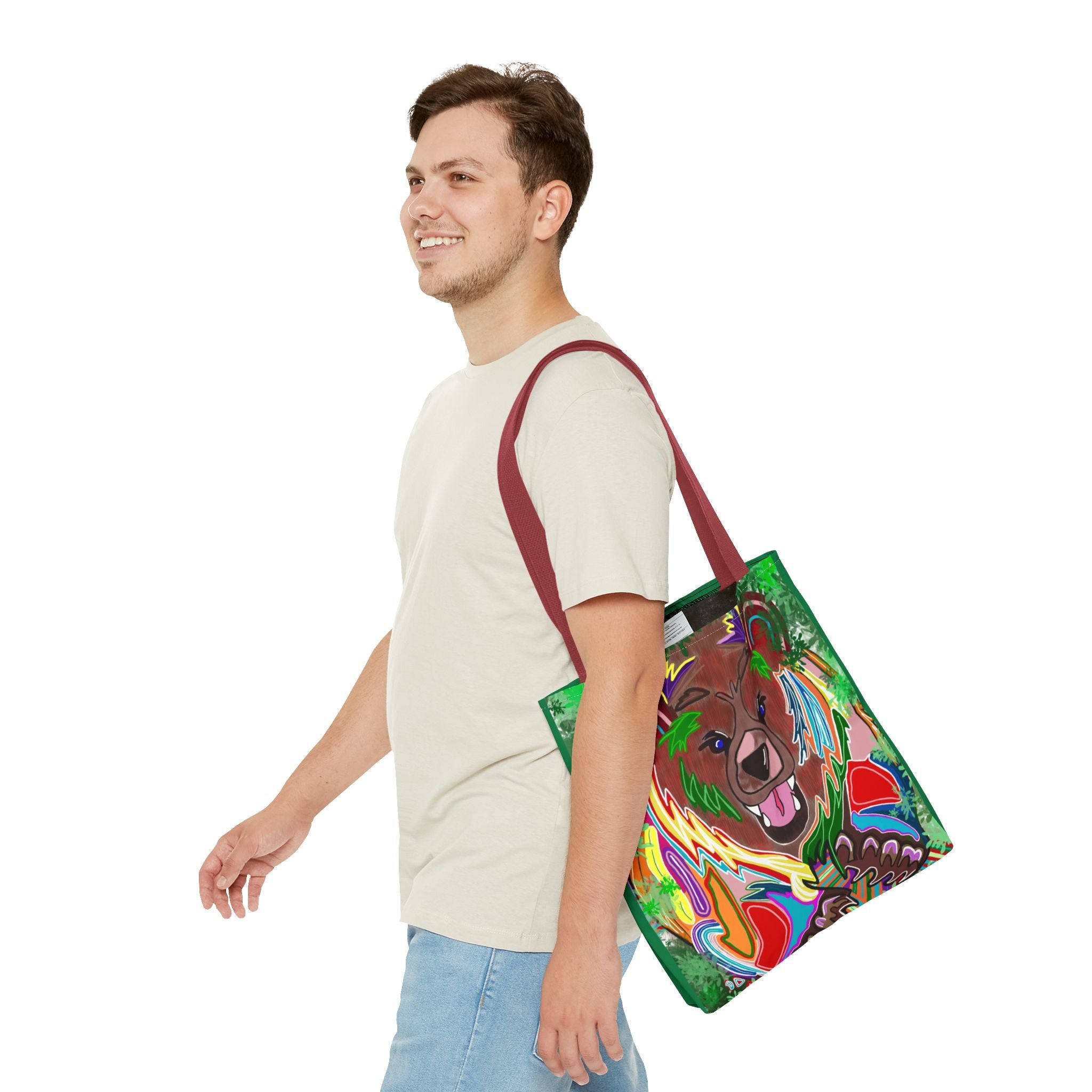 Colorful Bear Graphic Tote Bag - Eco-Friendly and Stylish