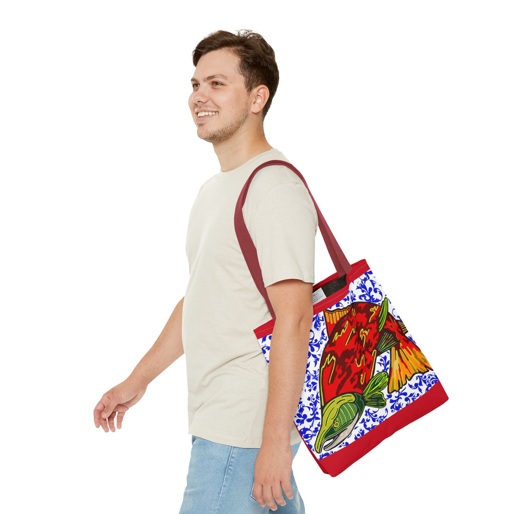 Salmon Art Tote Bag -  For Fishing Lovers Enthusiasts
