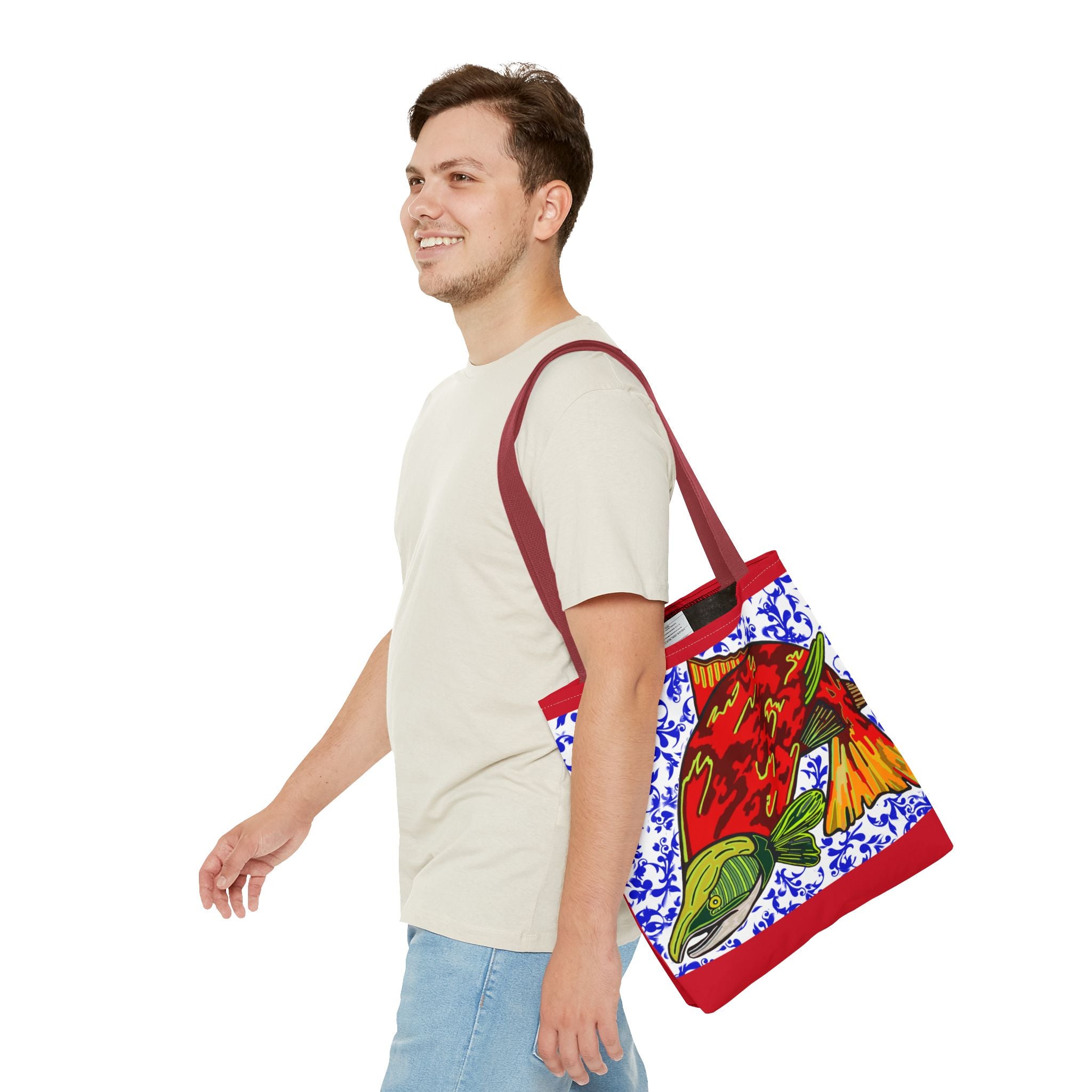 Salmon Art Tote Bag -  For Fishing Lovers Enthusiasts