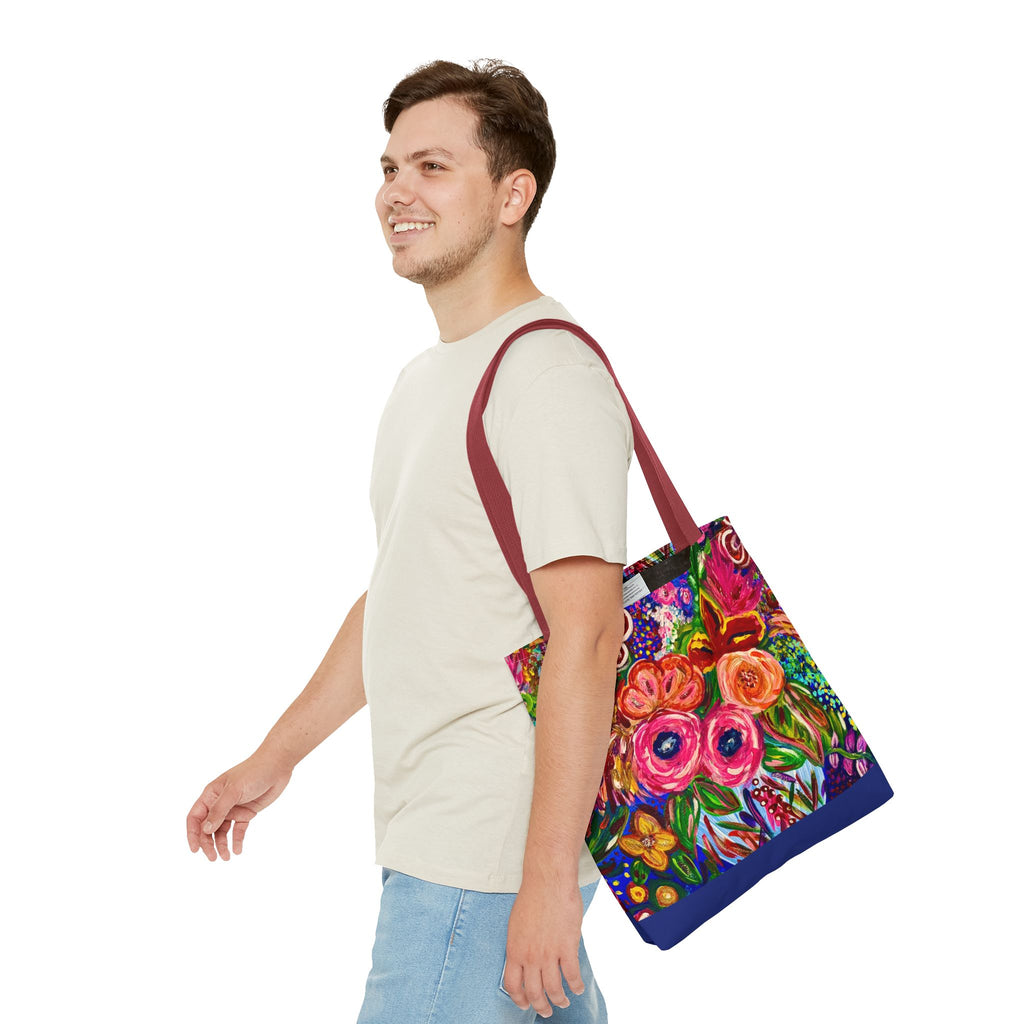 Floral Burst Tote Bag – Colorful Hand-Painted Garden Print AOP