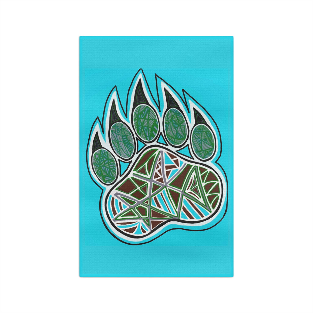 Turquoise Bear Paw Microfiber Tea Towel