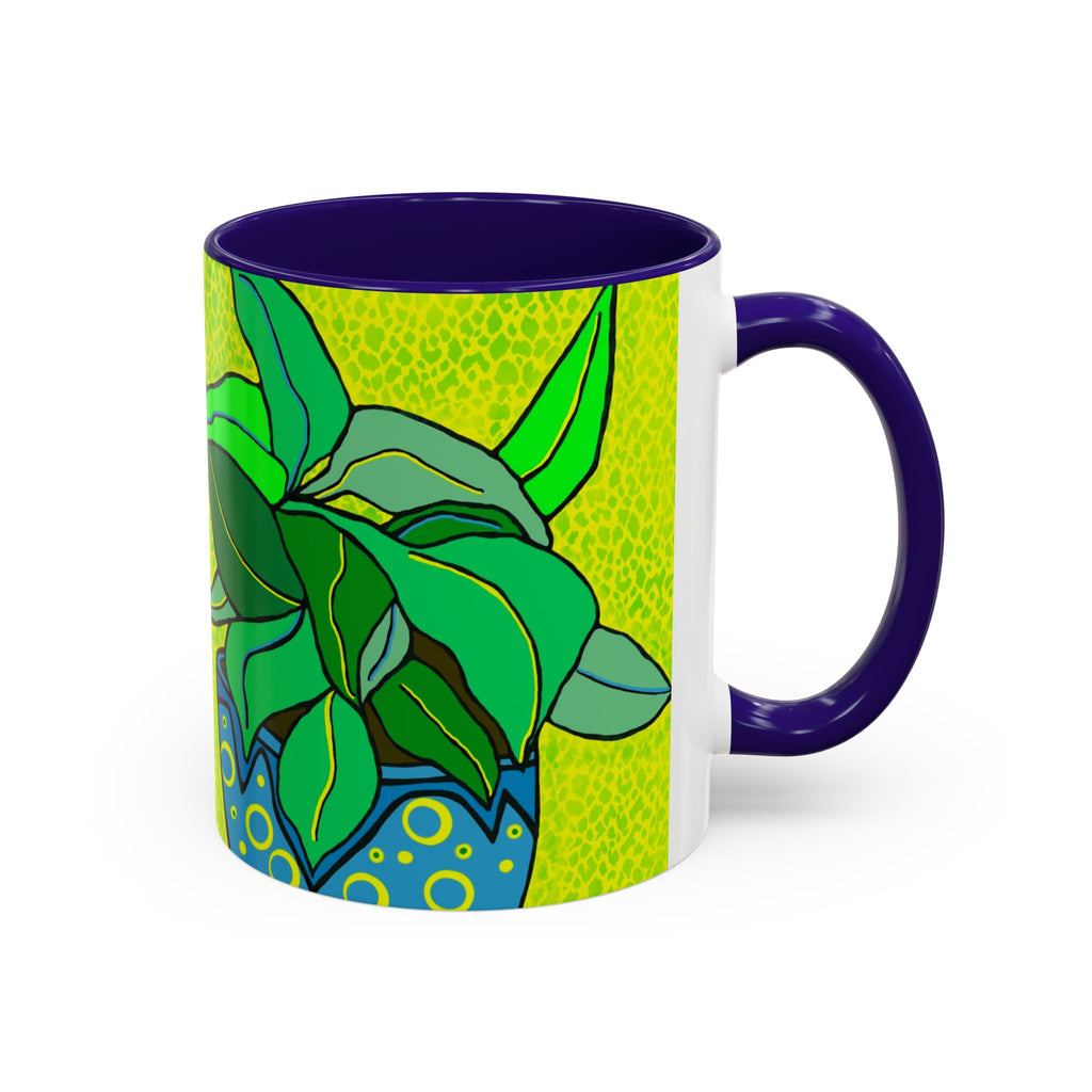 Green Potted Plant Ceramic Mug — Colorful Botanical Coffee Cup (11oz/15oz)