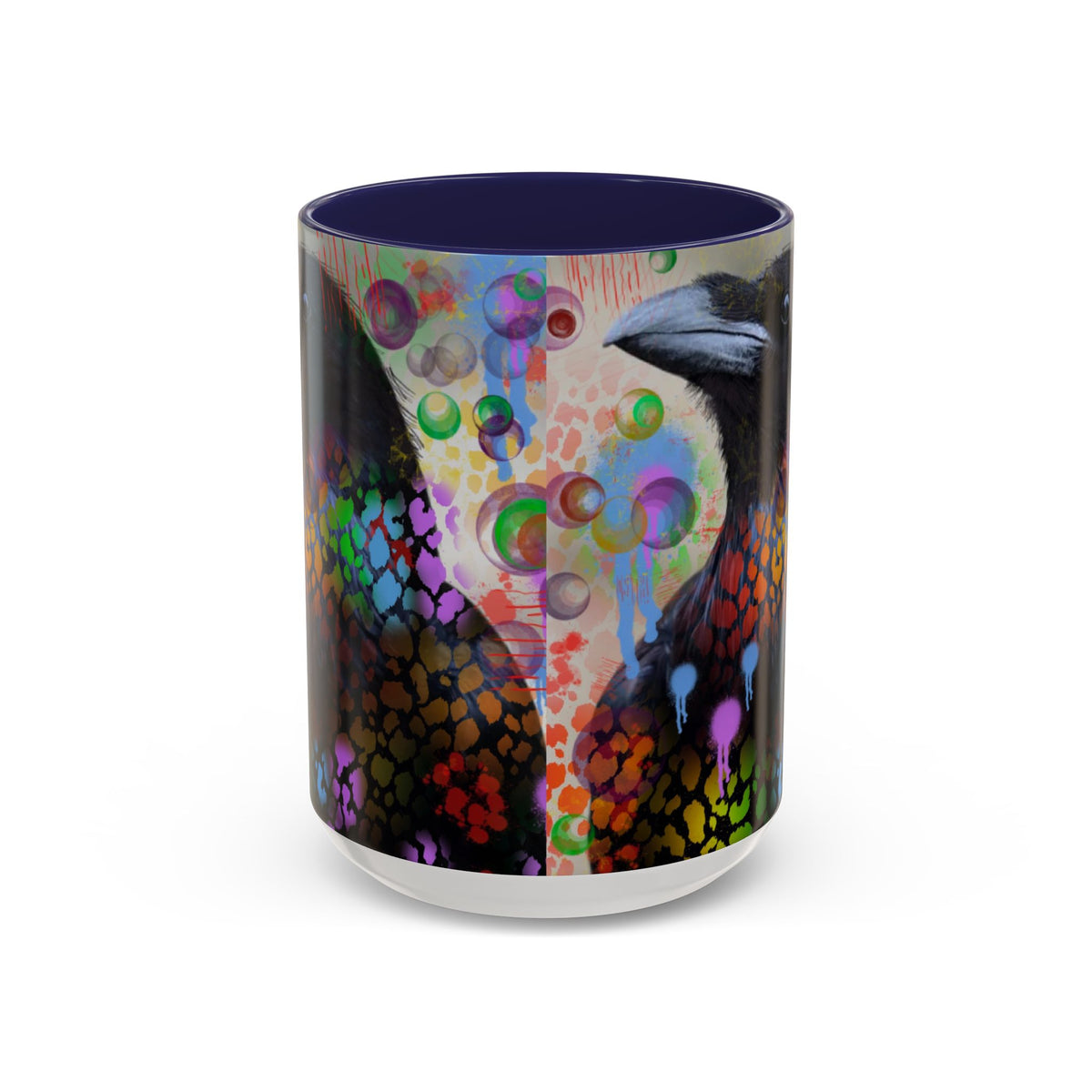 Crow Art Coffee Mug — Colorful Raven Accent Mug (11/15oz)
