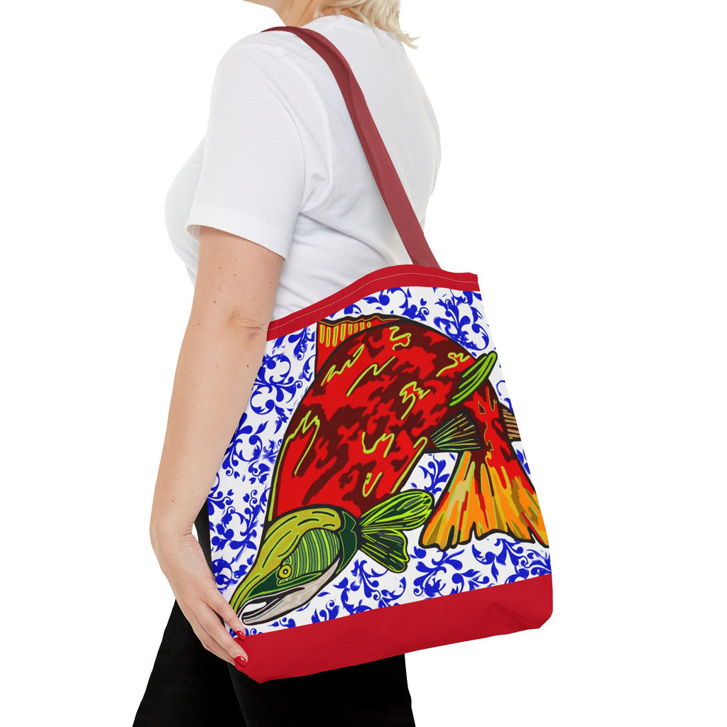 Salmon Art Tote Bag -  For Fishing Lovers Enthusiasts