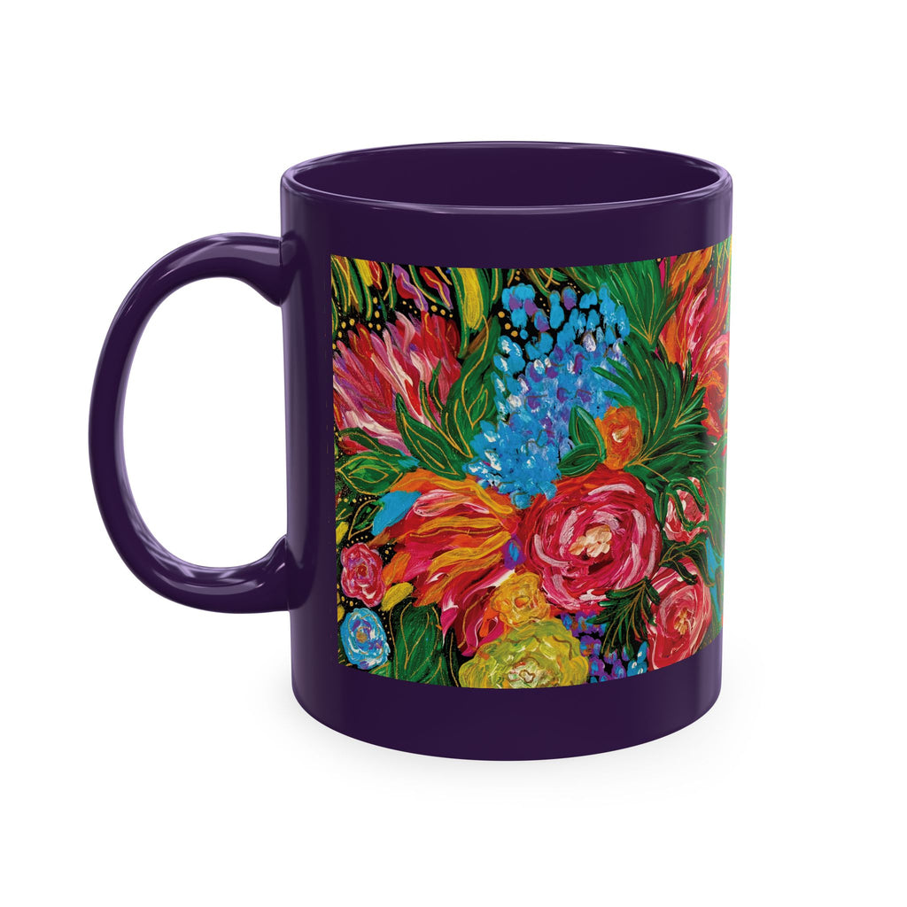 Vibrant Tropical Floral Traditional Ceramic Mug