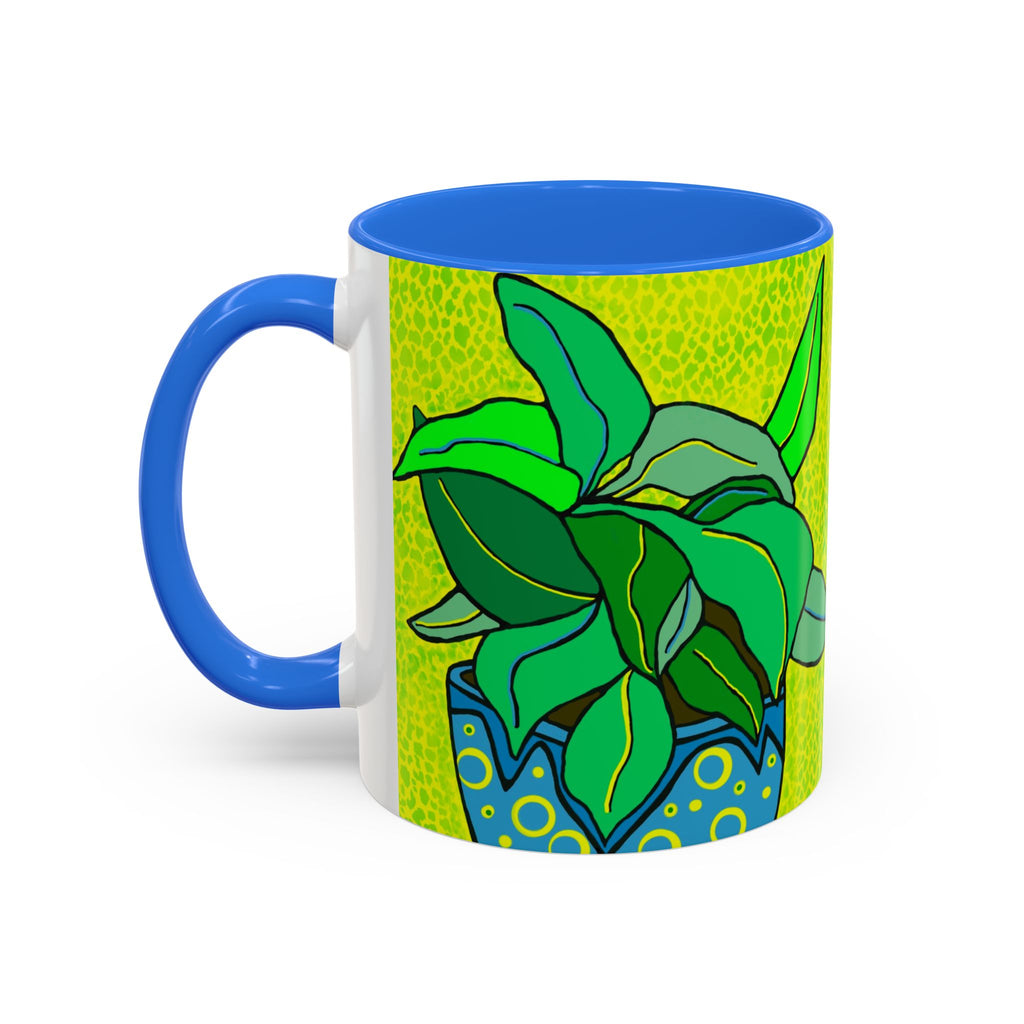 Green Potted Plant Ceramic Mug — Colorful Botanical Coffee Cup (11oz/15oz)