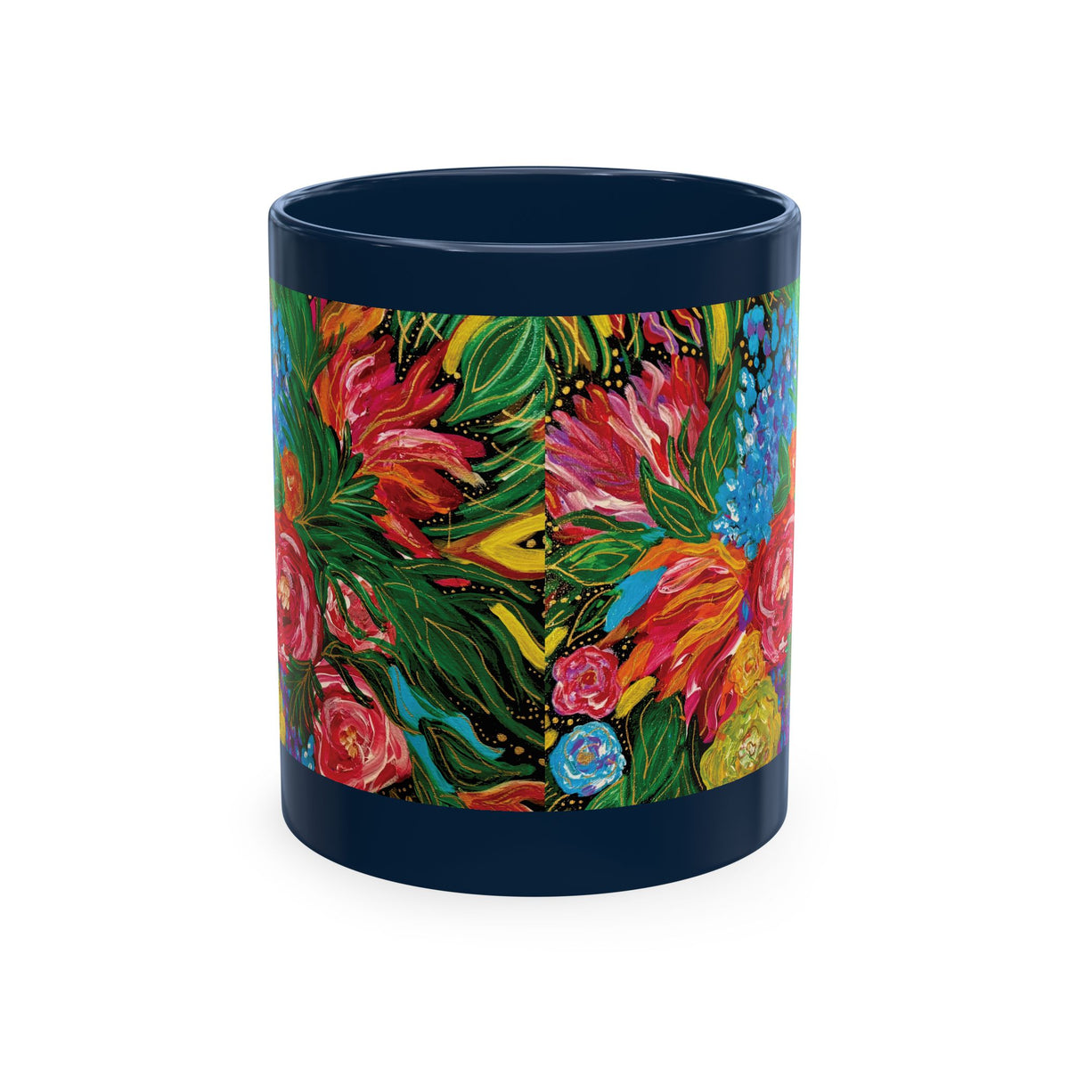 Vibrant Tropical Floral Traditional Ceramic Mug
