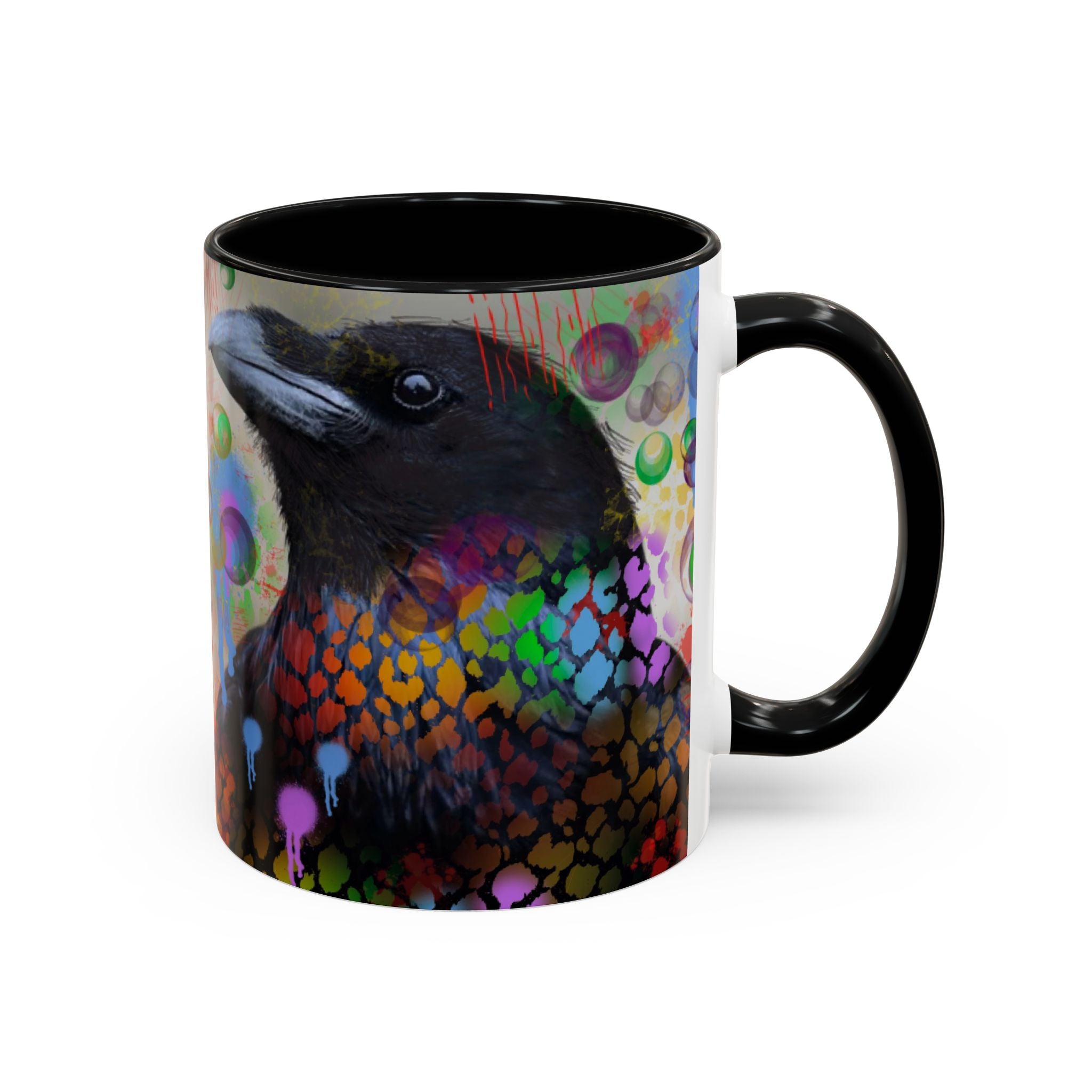 Crow Art Coffee Mug — Colorful Raven Accent Mug (11/15oz)