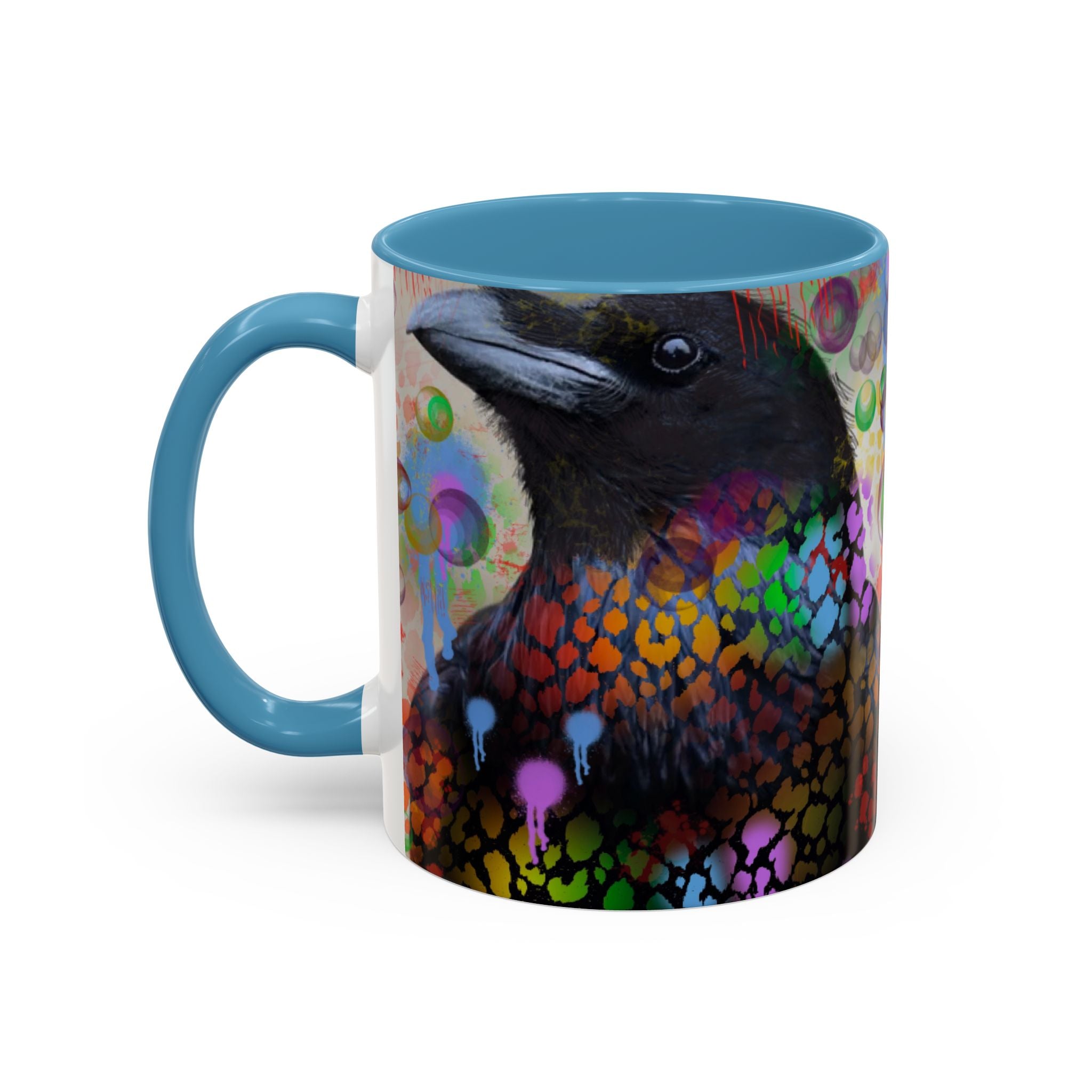 Crow Art Coffee Mug — Colorful Raven Accent Mug (11/15oz)
