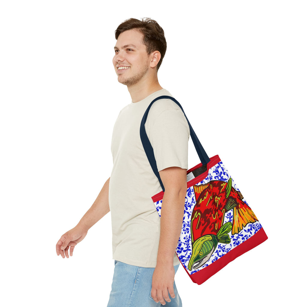 Salmon Art Tote Bag -  For Fishing Lovers Enthusiasts