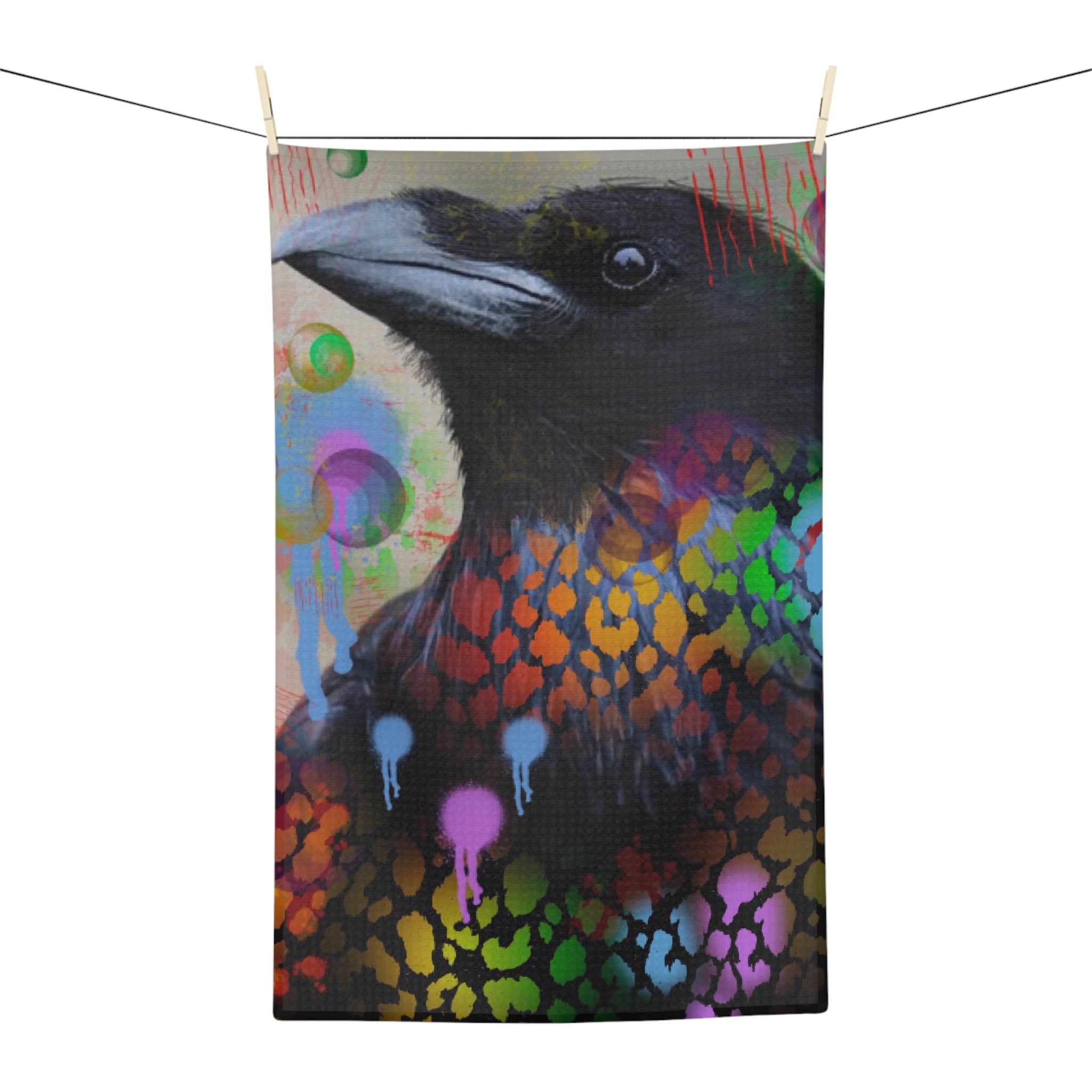 Colorful Raven Microfiber Tea Towel