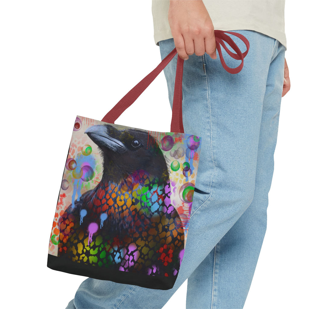 Colorful Raven Tote Bag - Stylish Artful Design for Nature Enthusiasts