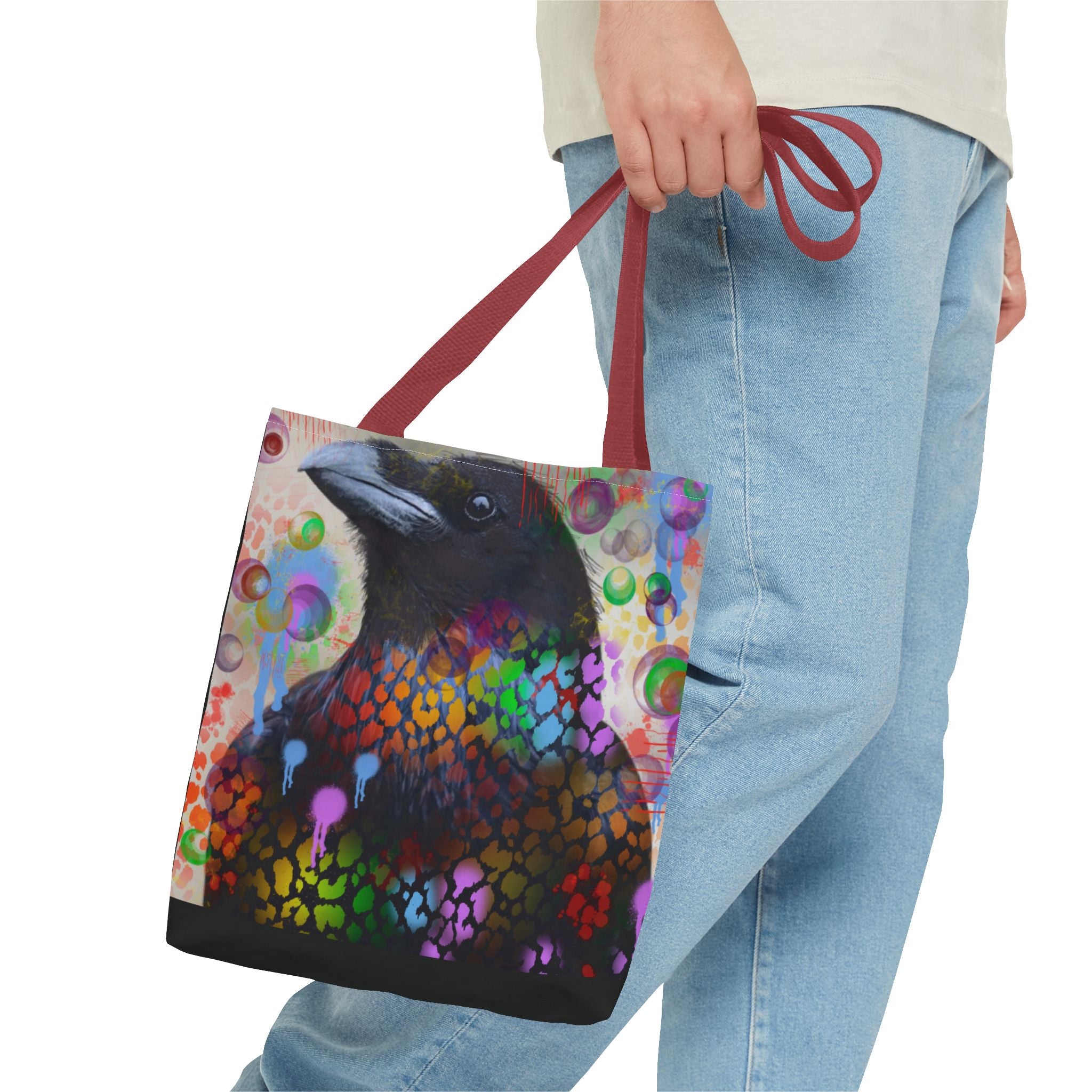 Colorful Raven Tote Bag - Stylish Artful Design for Nature Enthusiasts