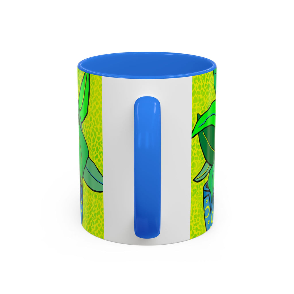 Green Potted Plant Ceramic Mug — Colorful Botanical Coffee Cup (11oz/15oz)