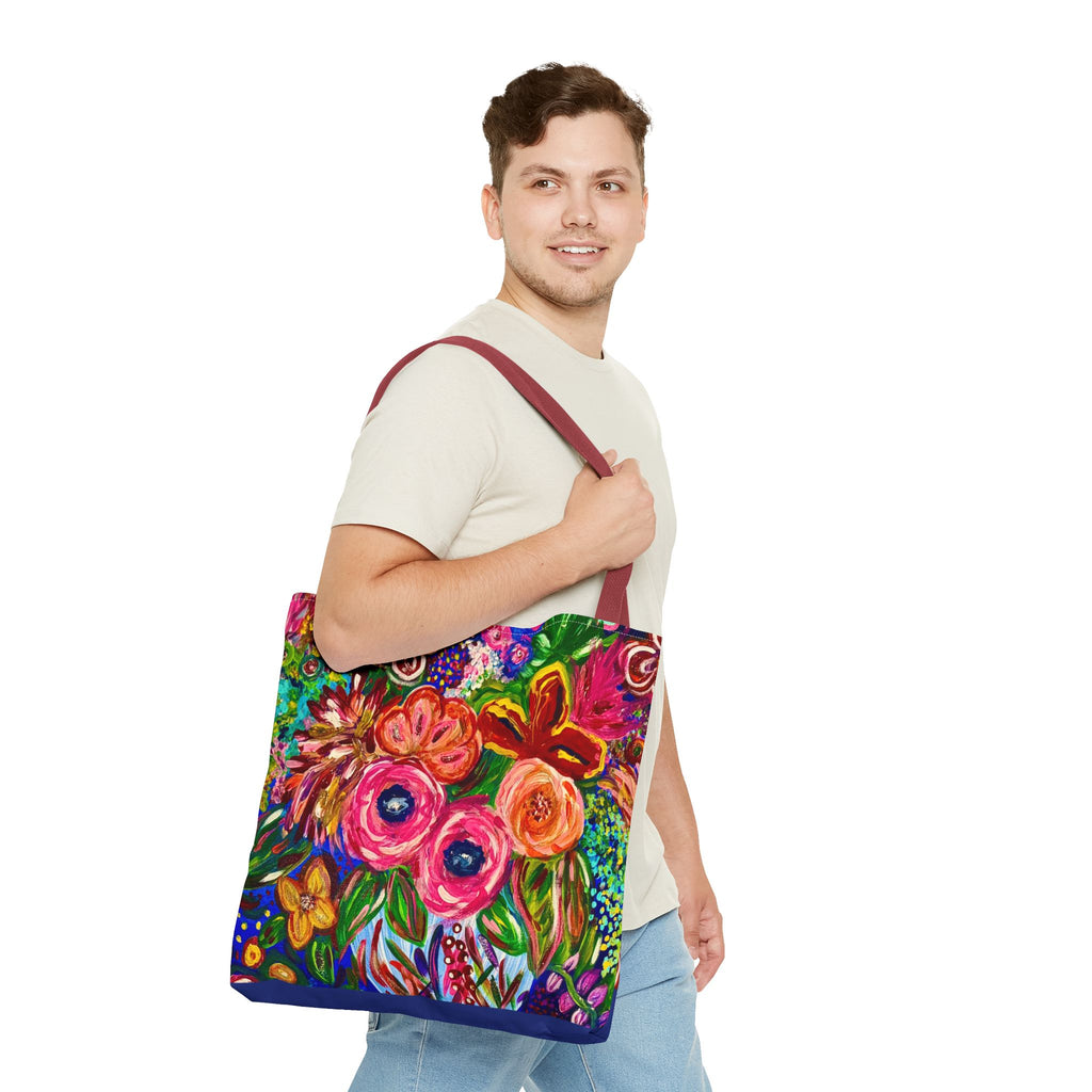 Floral Burst Tote Bag – Colorful Hand-Painted Garden Print AOP