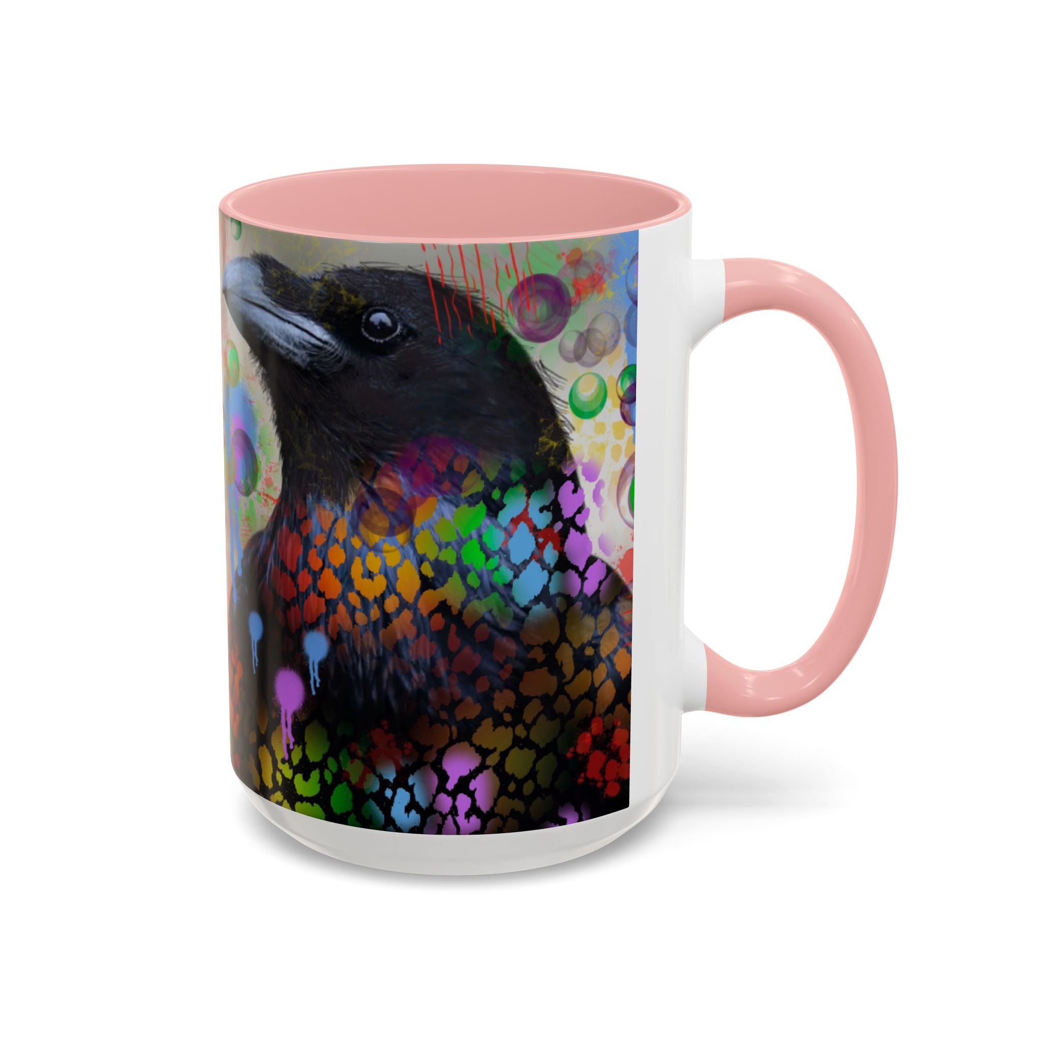Crow Art Coffee Mug — Colorful Raven Accent Mug (11/15oz)