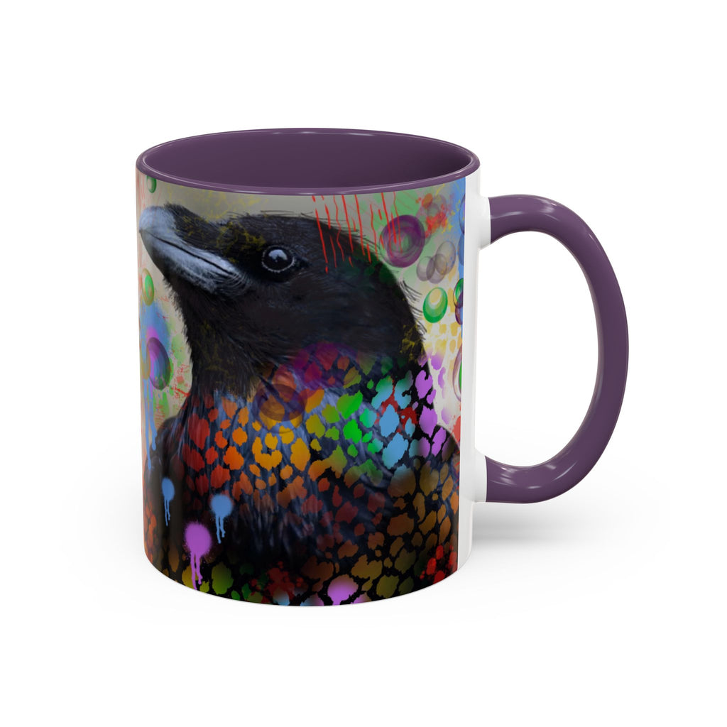 Crow Art Coffee Mug — Colorful Raven Accent Mug (11/15oz)