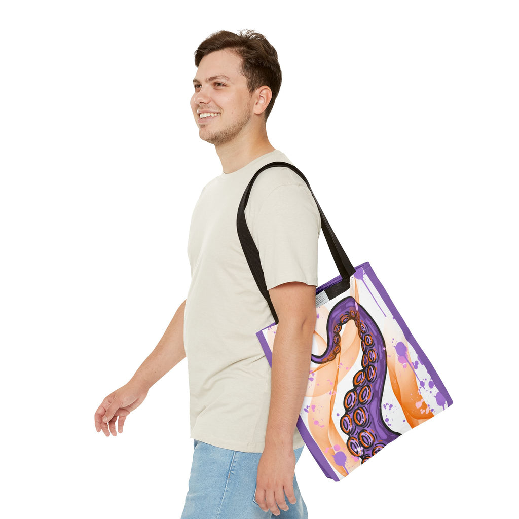 Vibrant Tentacle Art Tote Bag - Unique Purple Design for Ocean Lovers