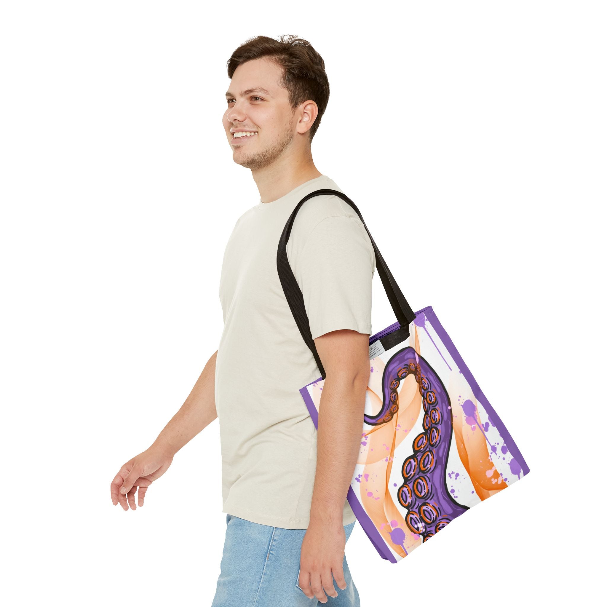 Vibrant Tentacle Art Tote Bag - Unique Purple Design for Ocean Lovers