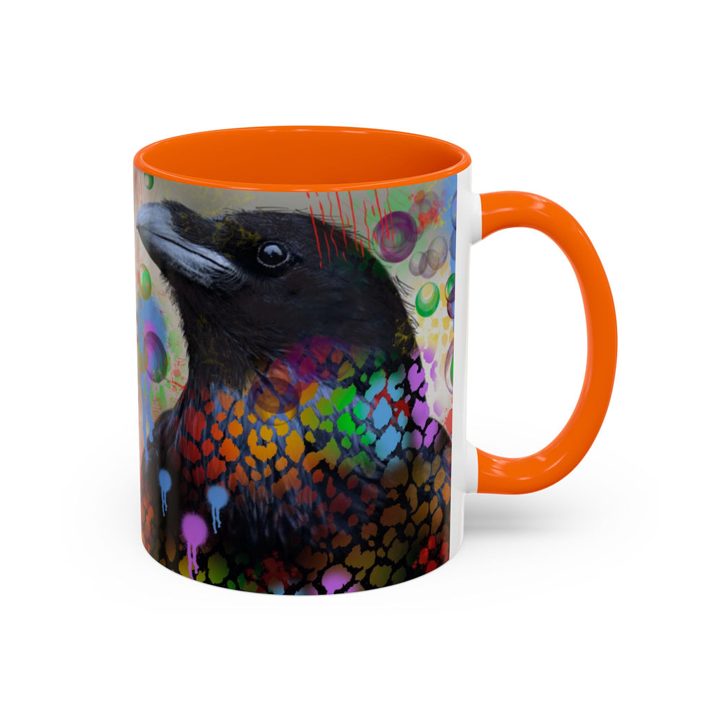 Crow Art Coffee Mug — Colorful Raven Accent Mug (11/15oz)
