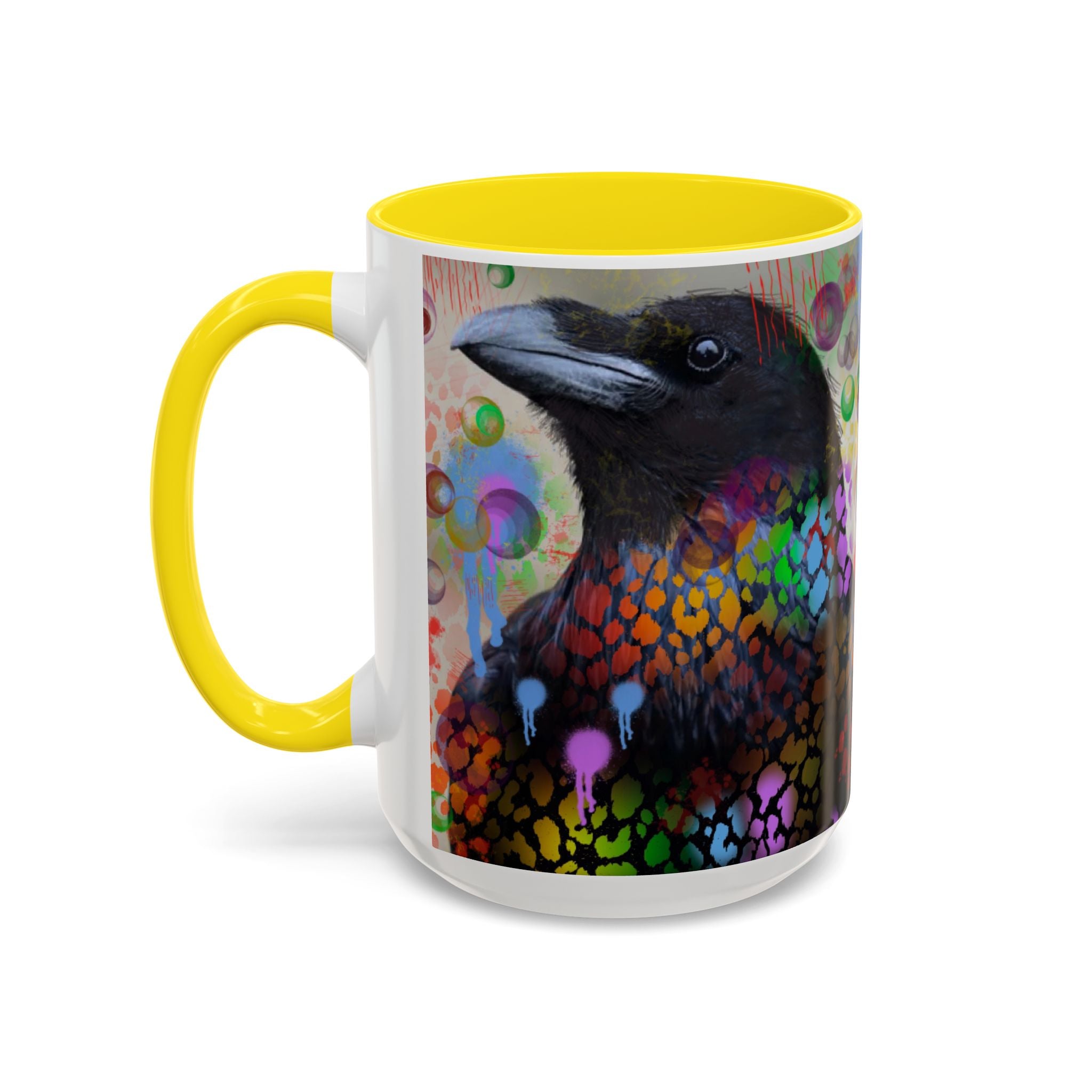 Crow Art Coffee Mug — Colorful Raven Accent Mug (11/15oz)