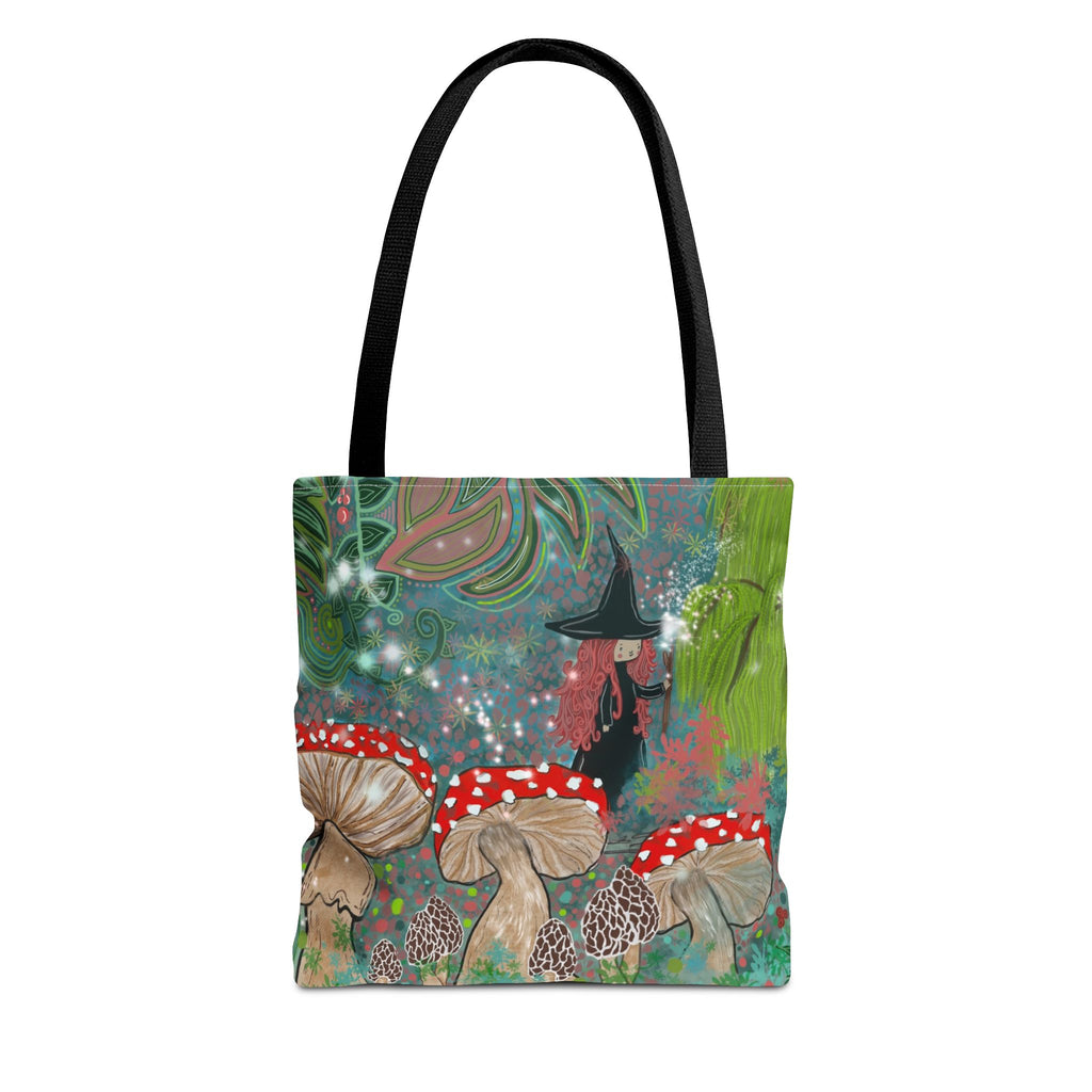 Whimsical Witch & Mushrooms Tote Bag