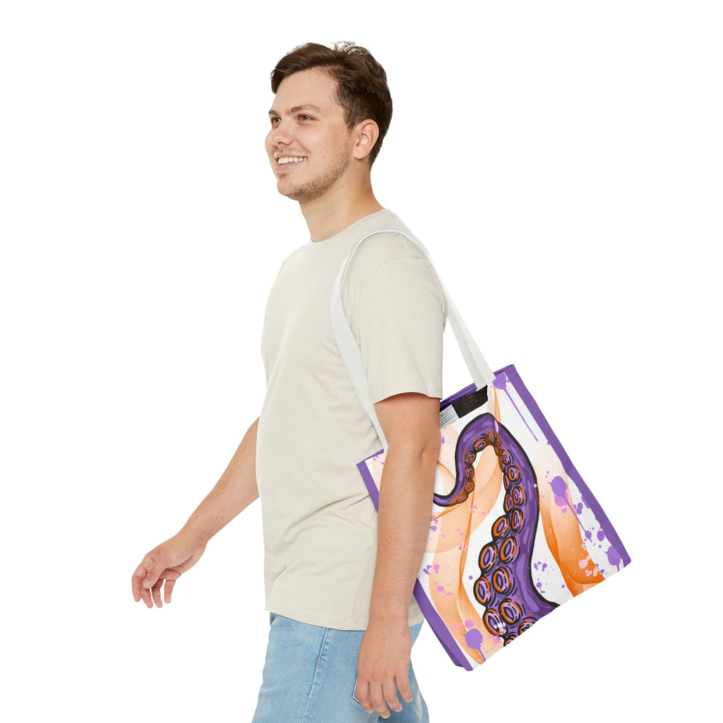 Vibrant Tentacle Art Tote Bag - Unique Purple Design for Ocean Lovers