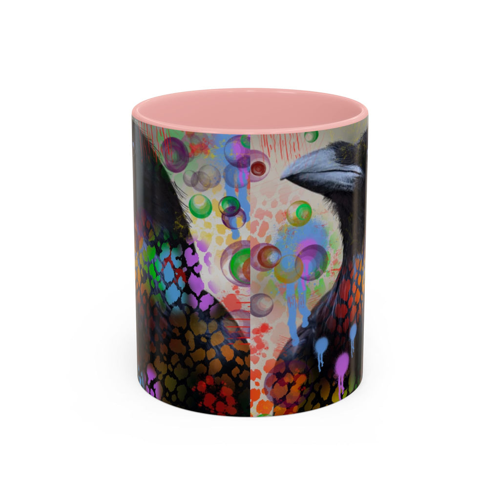 Crow Art Coffee Mug — Colorful Raven Accent Mug (11/15oz)