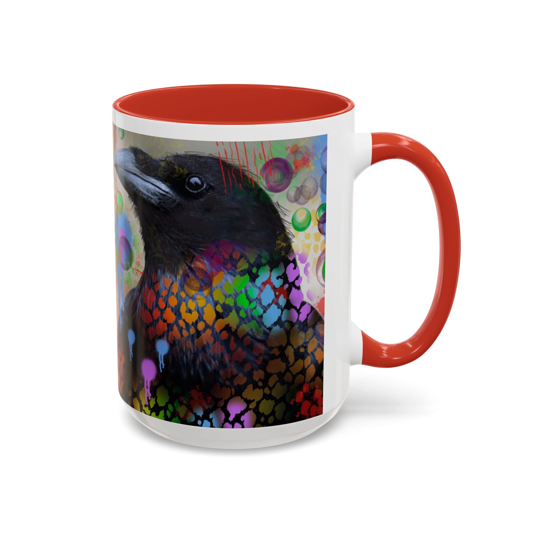 Crow Art Coffee Mug — Colorful Raven Accent Mug (11/15oz)