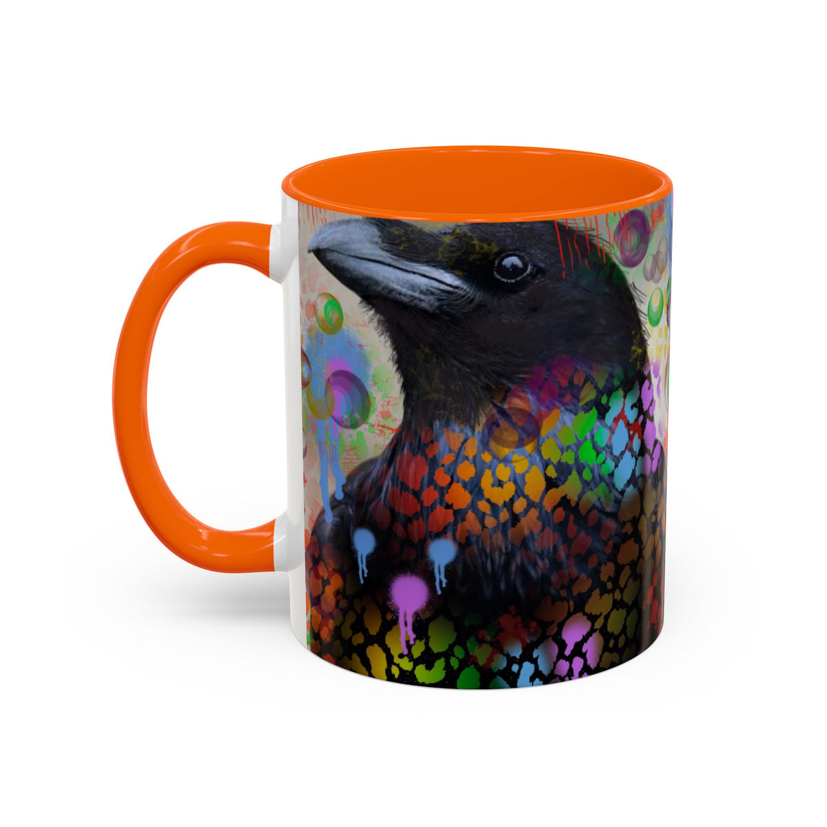 Crow Art Coffee Mug — Colorful Raven Accent Mug (11/15oz)