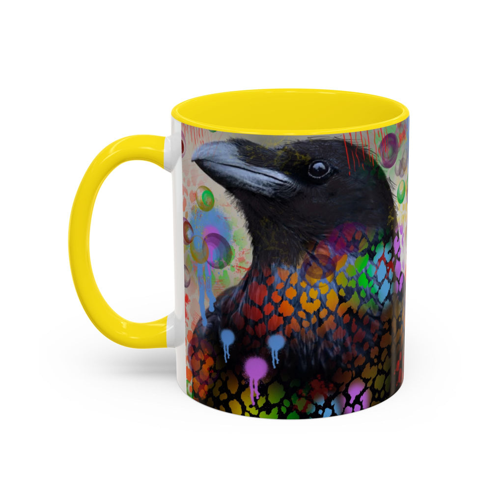 Crow Art Coffee Mug — Colorful Raven Accent Mug (11/15oz)