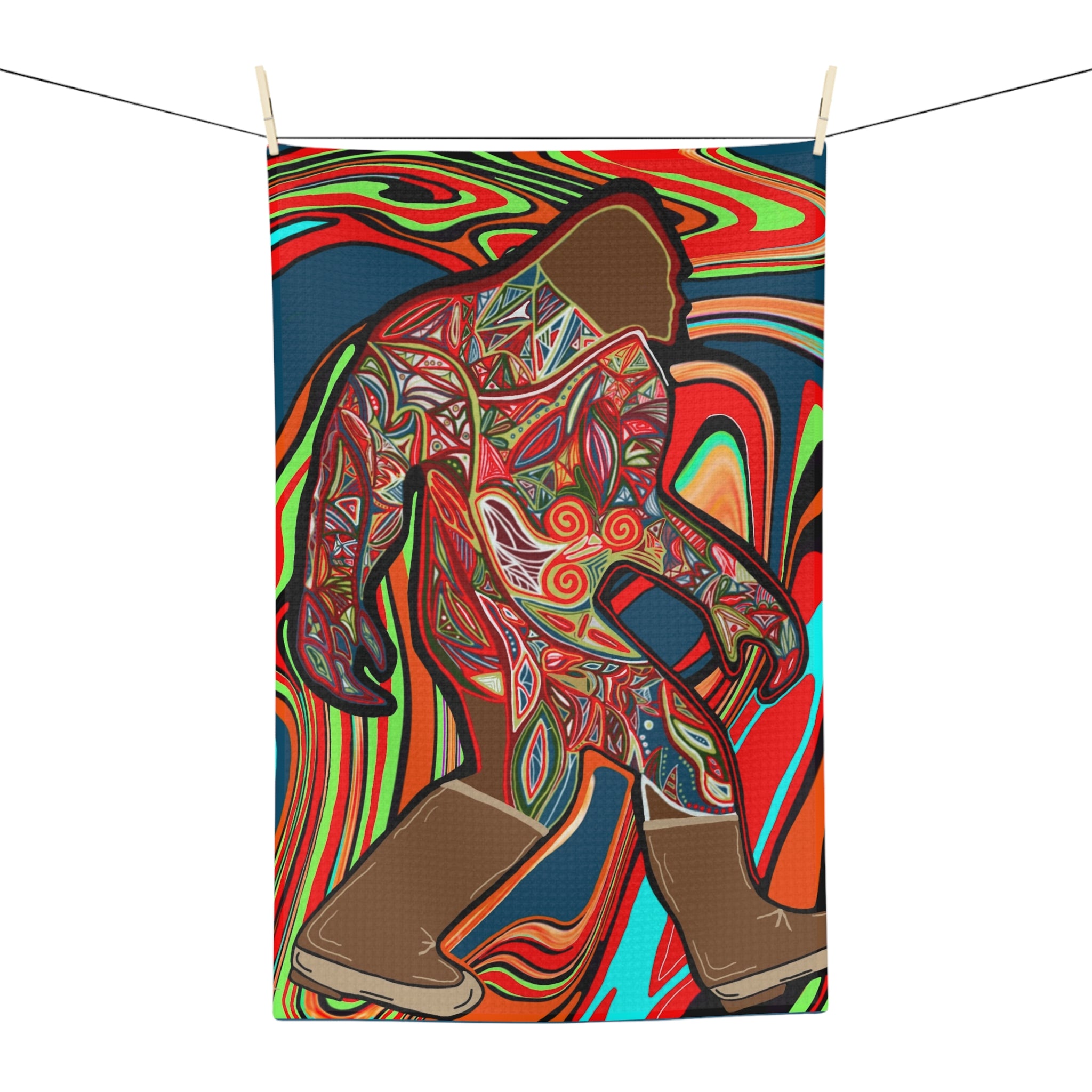 Bigfoot Microfiber Tea Towel — Colorful Sasquatch Kitchen Towel