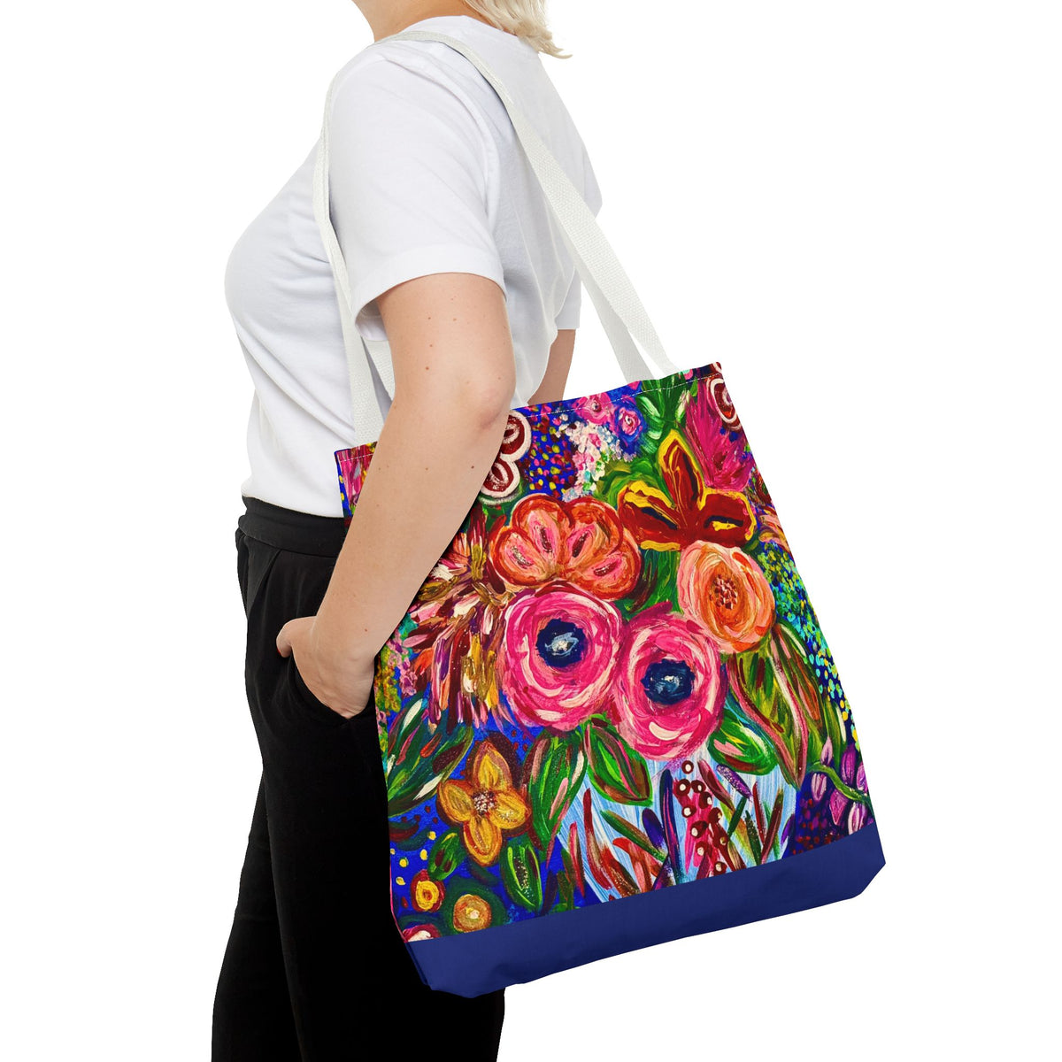 Floral Burst Tote Bag – Colorful Hand-Painted Garden Print AOP