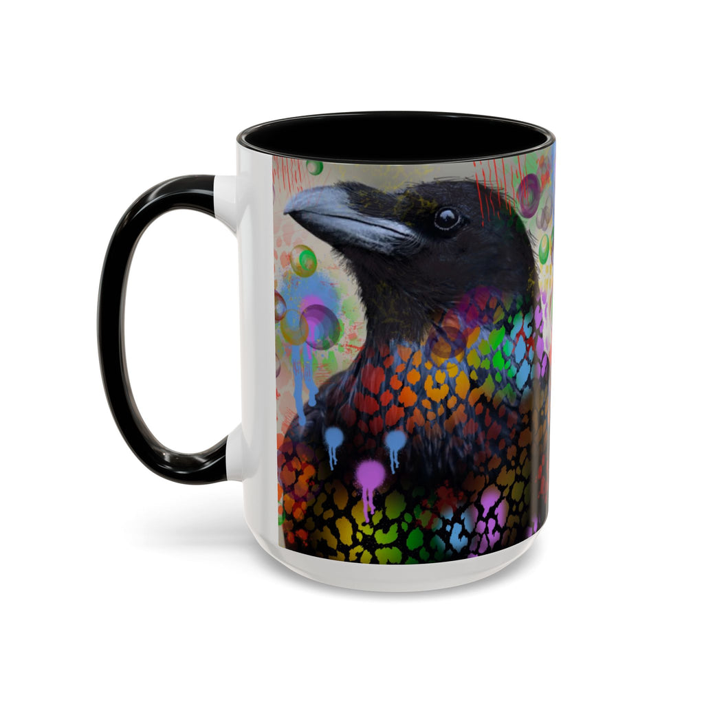 Crow Art Coffee Mug — Colorful Raven Accent Mug (11/15oz)