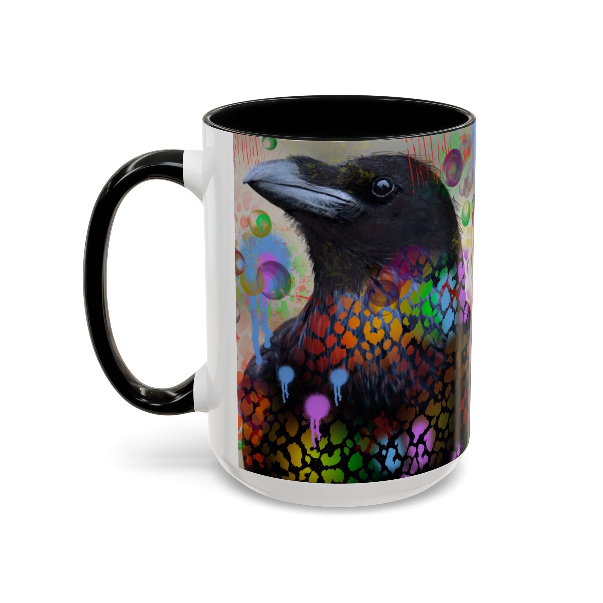 Crow Art Coffee Mug — Colorful Raven Accent Mug (11/15oz)