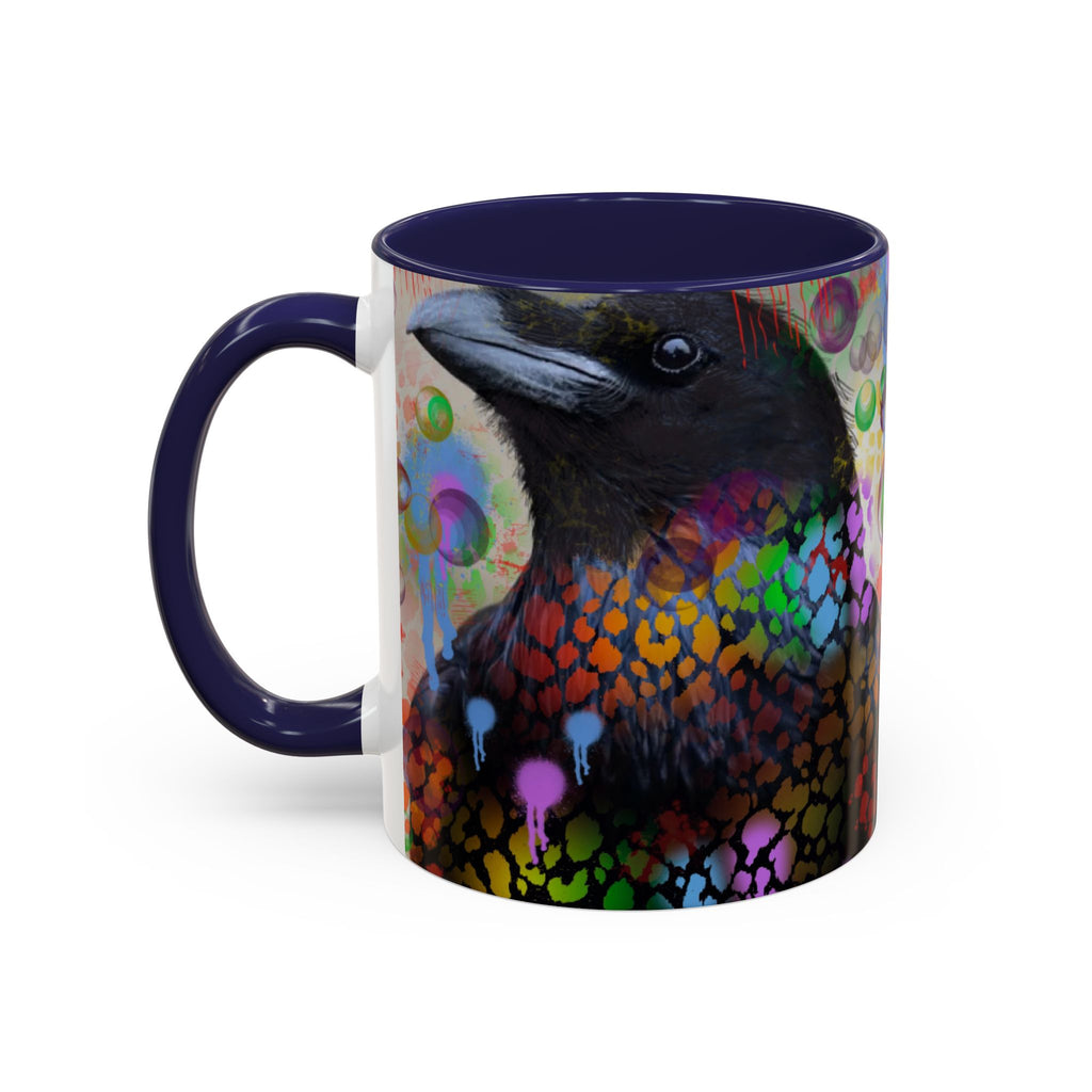 Crow Art Coffee Mug — Colorful Raven Accent Mug (11/15oz)