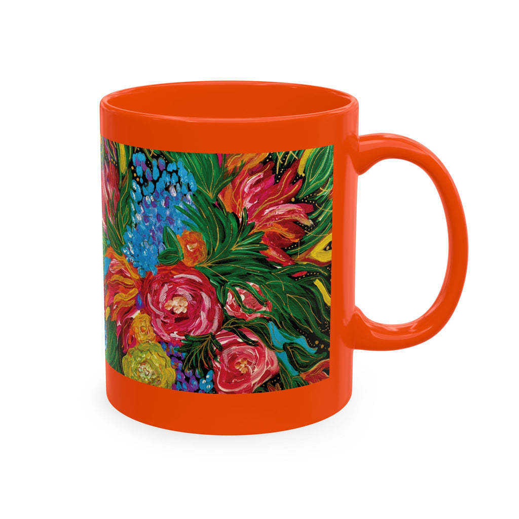 Vibrant Tropical Floral Traditional Ceramic Mug