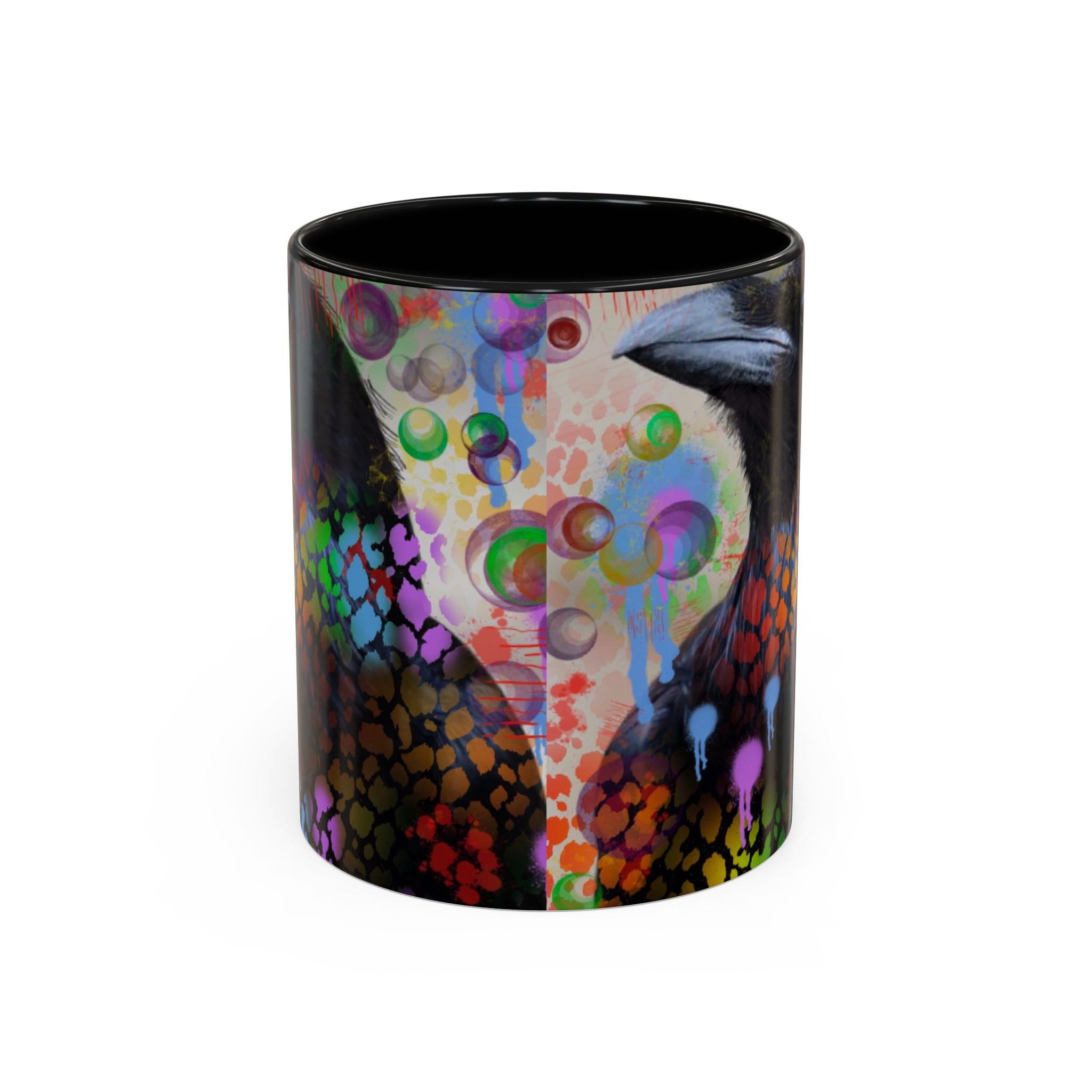 Crow Art Coffee Mug — Colorful Raven Accent Mug (11/15oz)