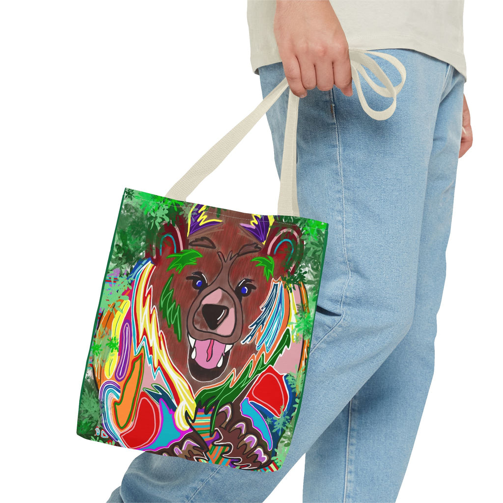 Colorful Bear Graphic Tote Bag - Eco-Friendly and Stylish