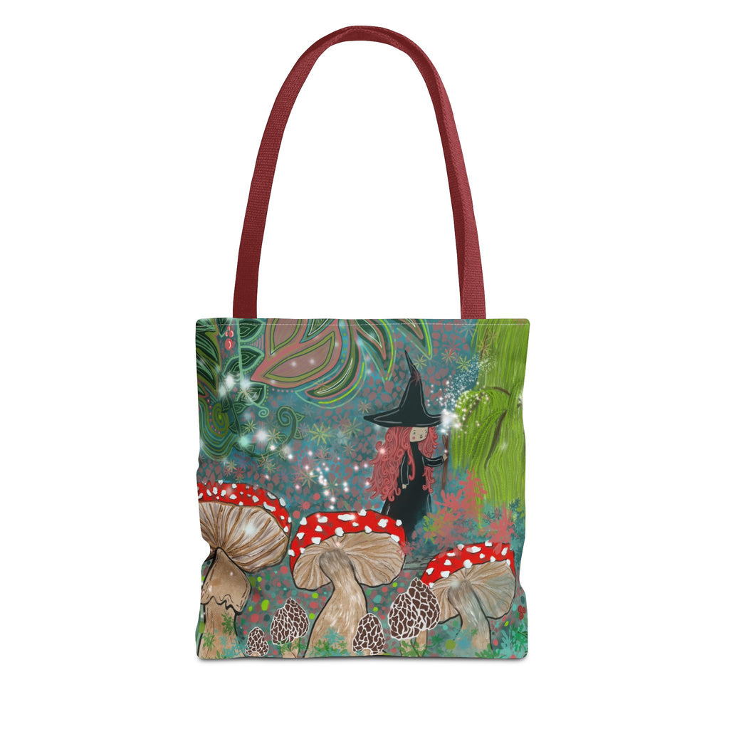 Whimsical Witch & Mushrooms Tote Bag